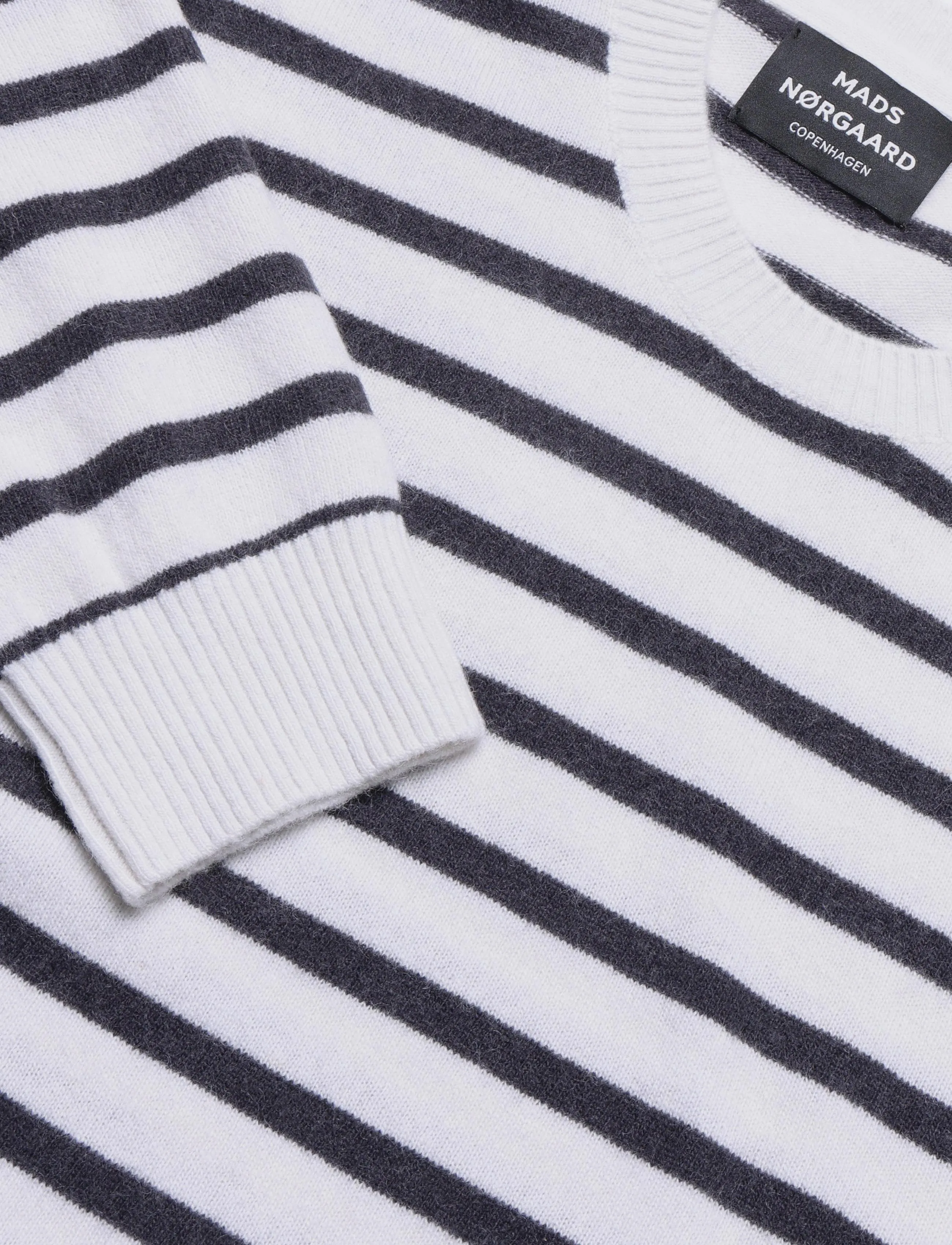 Mads Nørgaard - Super Wool Karsten Stripe Knit - round necks - vanilla ice/asphalt - 2