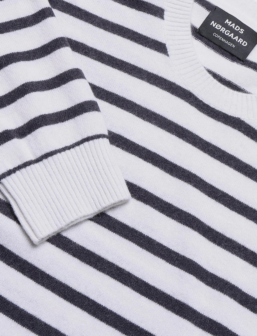 Mads Nørgaard - Super Wool Karsten Stripe Knit - round necks - vanilla ice/asphalt - 2