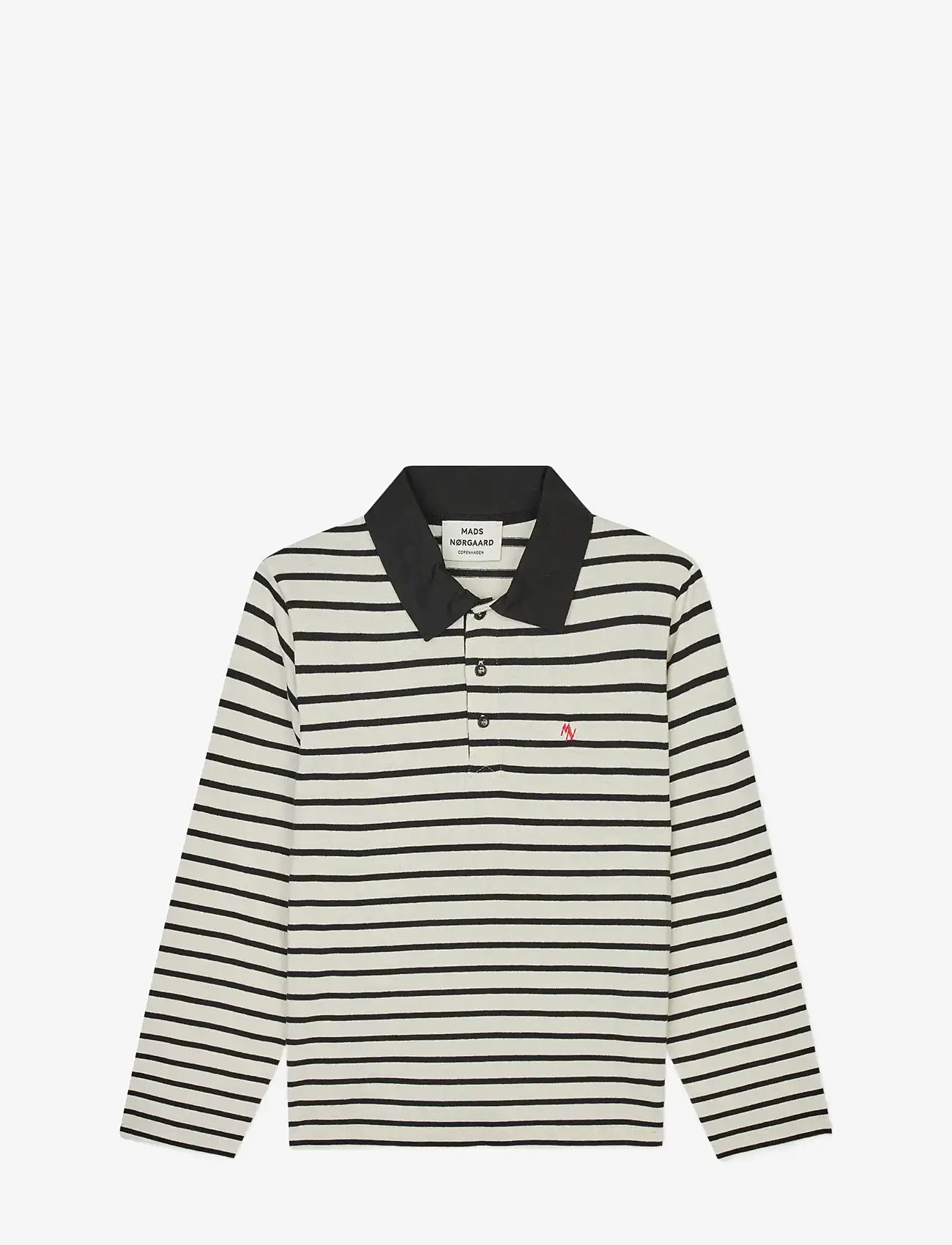 Mads Nørgaard - Pablo Jessie Polo Tee LS - poloshirts - vanilla ice/black - 1