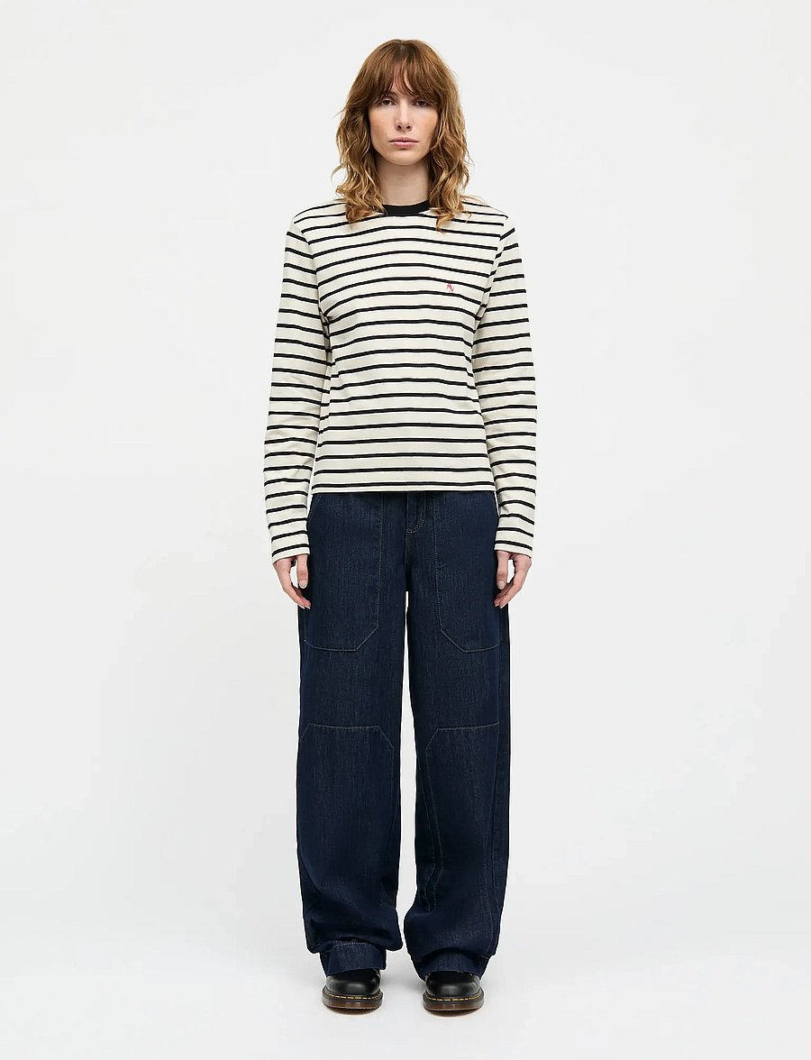 Mads Nørgaard - Pablo Maggie Tee LS - långärmade toppar - vanilla ice/black - 0