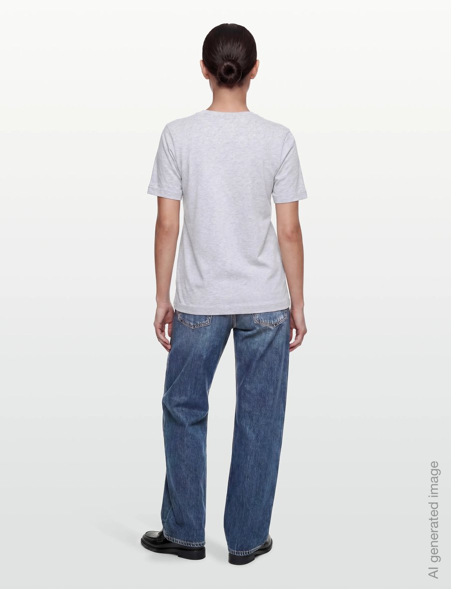 Mads Nørgaard - Cotton Jersey Jess Tee FAV - t-shirts - light grey melange - 4