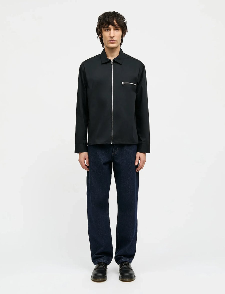 Mads Nørgaard - Narrow Twill Dexter Zip Shirt - shop efter anledning - black - 0