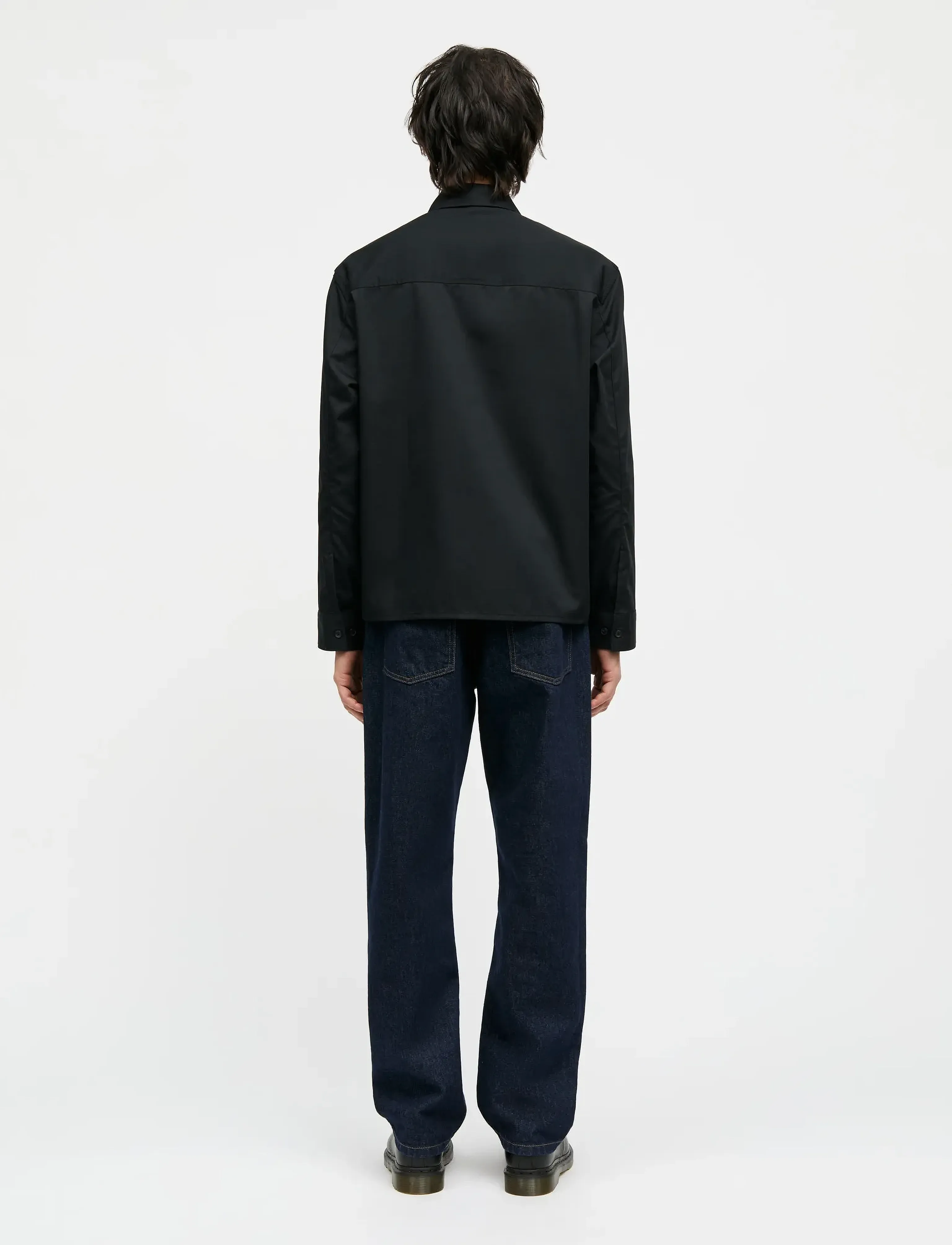 Mads Nørgaard - Narrow Twill Dexter Zip Shirt - osta olukorra järgi - black - 2
