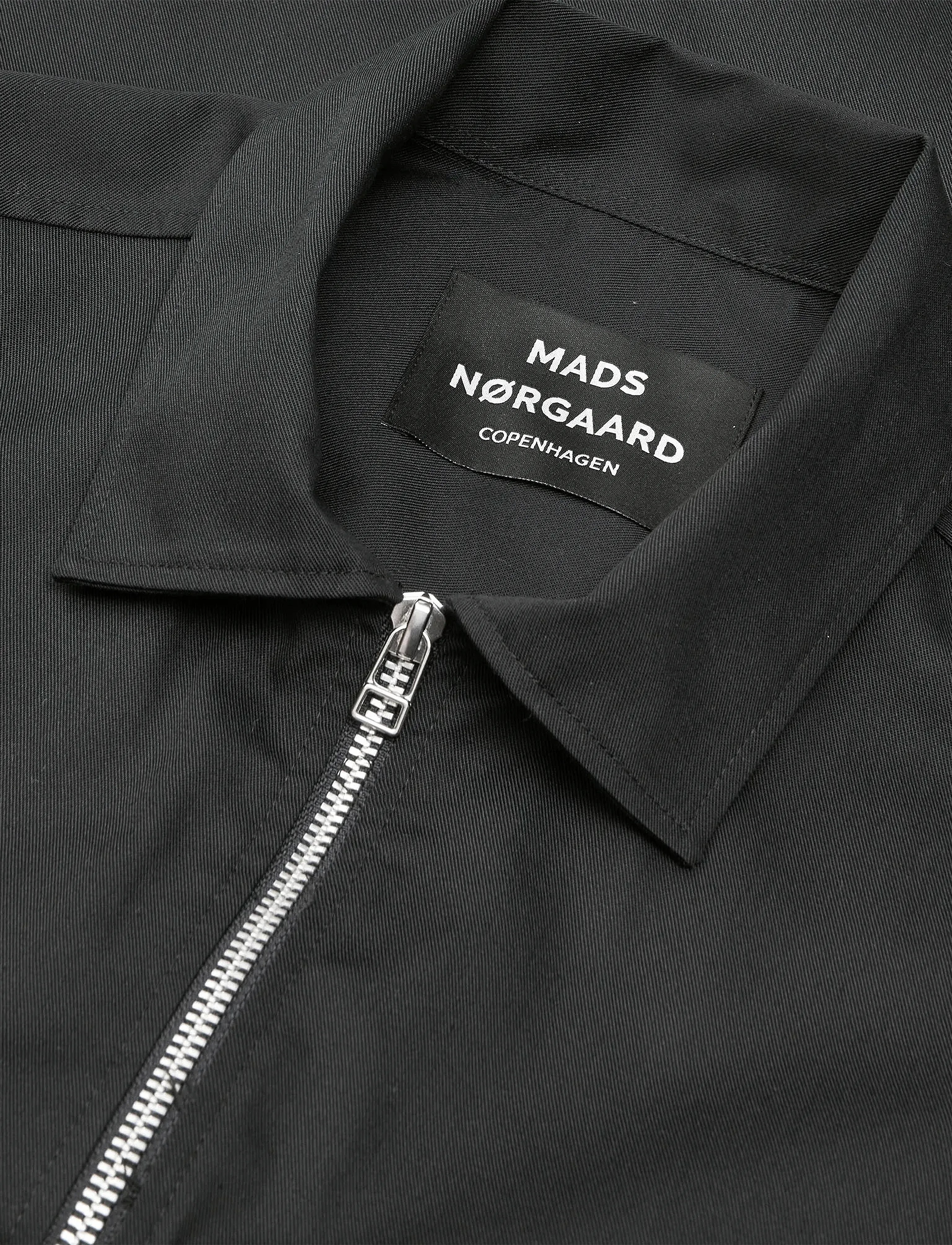 Mads Nørgaard - Narrow Twill Dexter Zip Shirt - osta olukorra järgi - black - 3