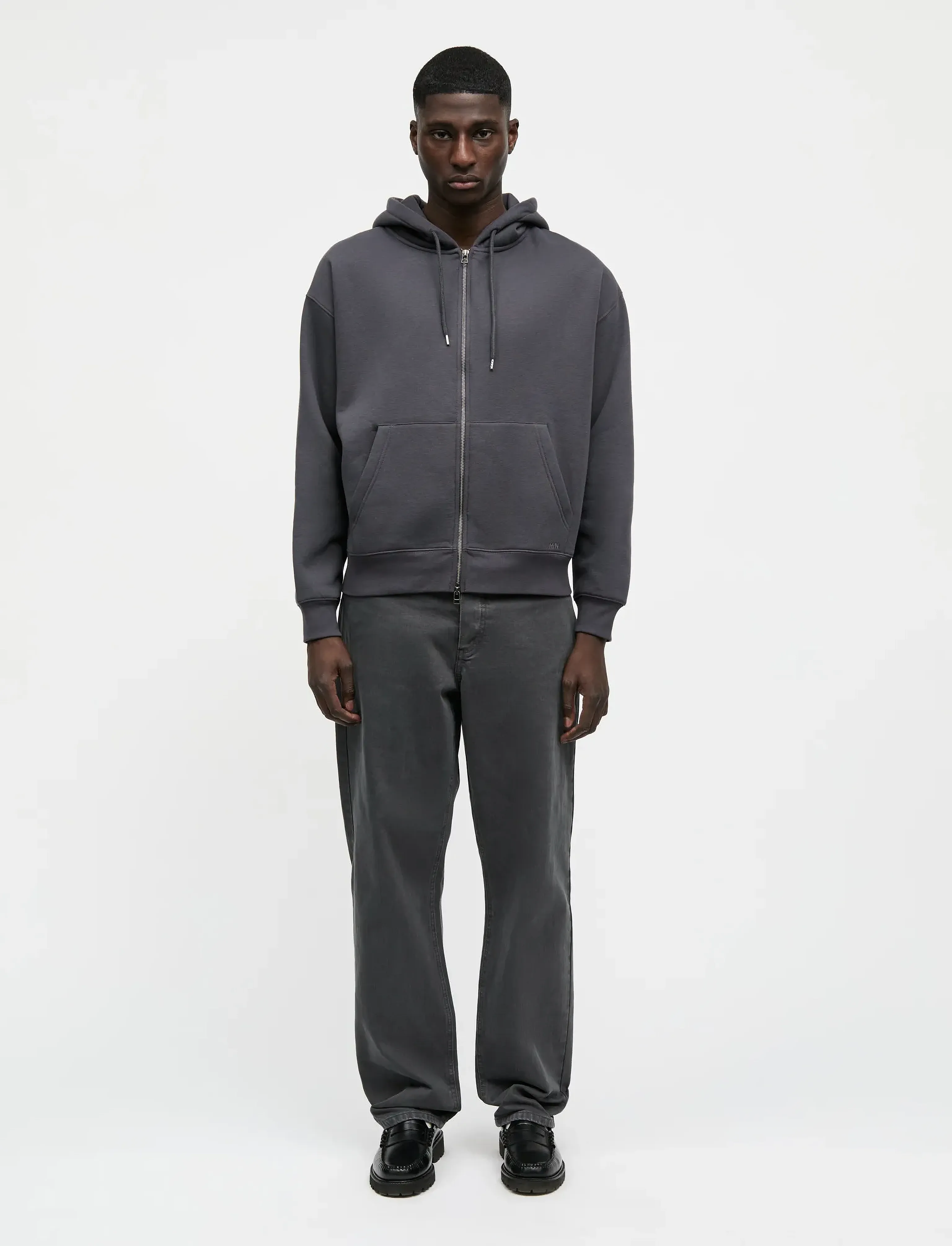 Mads Nørgaard Standard Luka Hoodie Zip Sweat - Sweatshirts - ASPHALT / grey