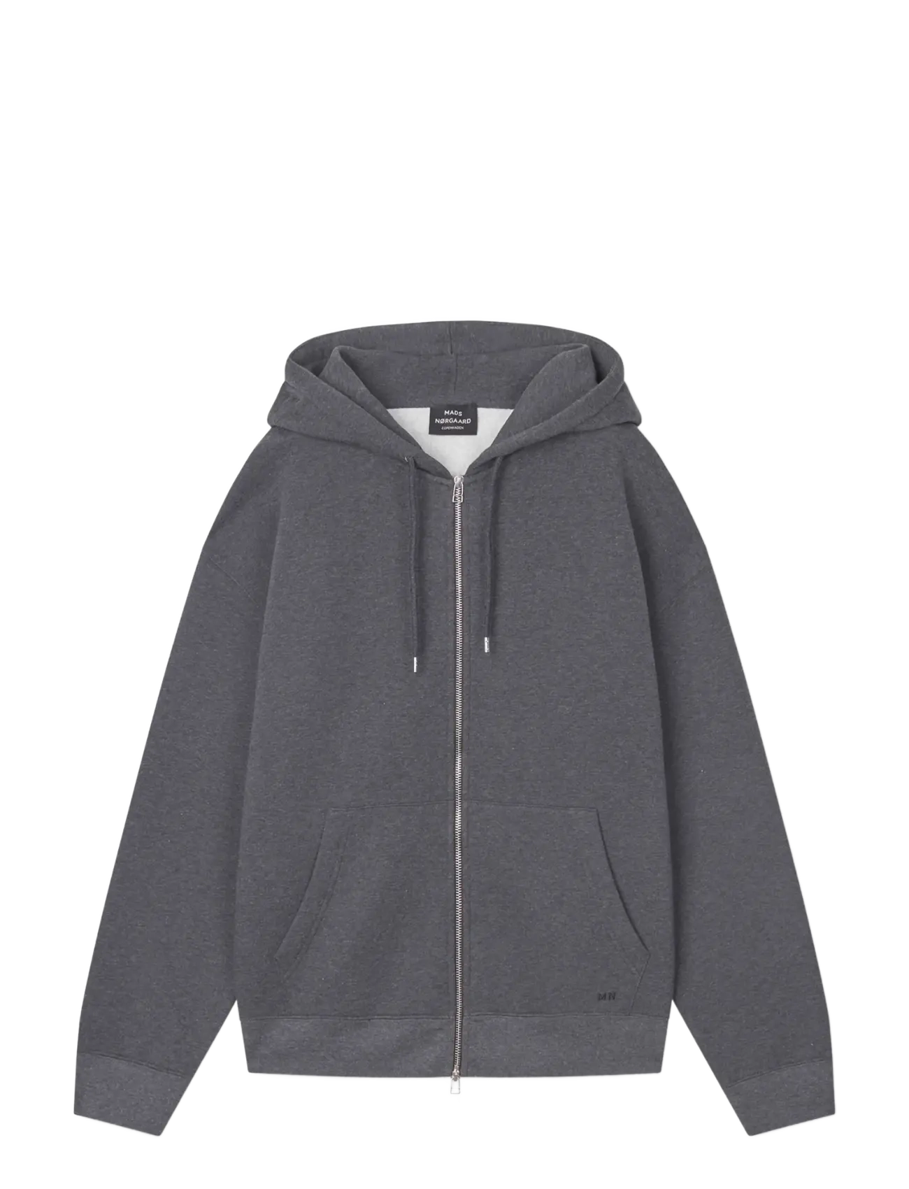 Mads Nørgaard Standard Luka Hoodie Zip Sweat - Sweatshirts & Hoodies - DARK GREY MELANGE / grey