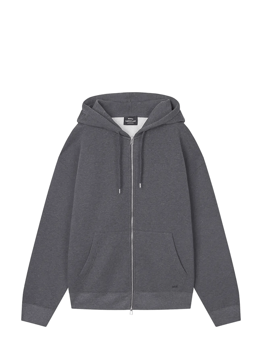 Mads Nørgaard - Standard Luka Hoodie Zip Sweat - kapuzenpullover - dark grey melange - 0