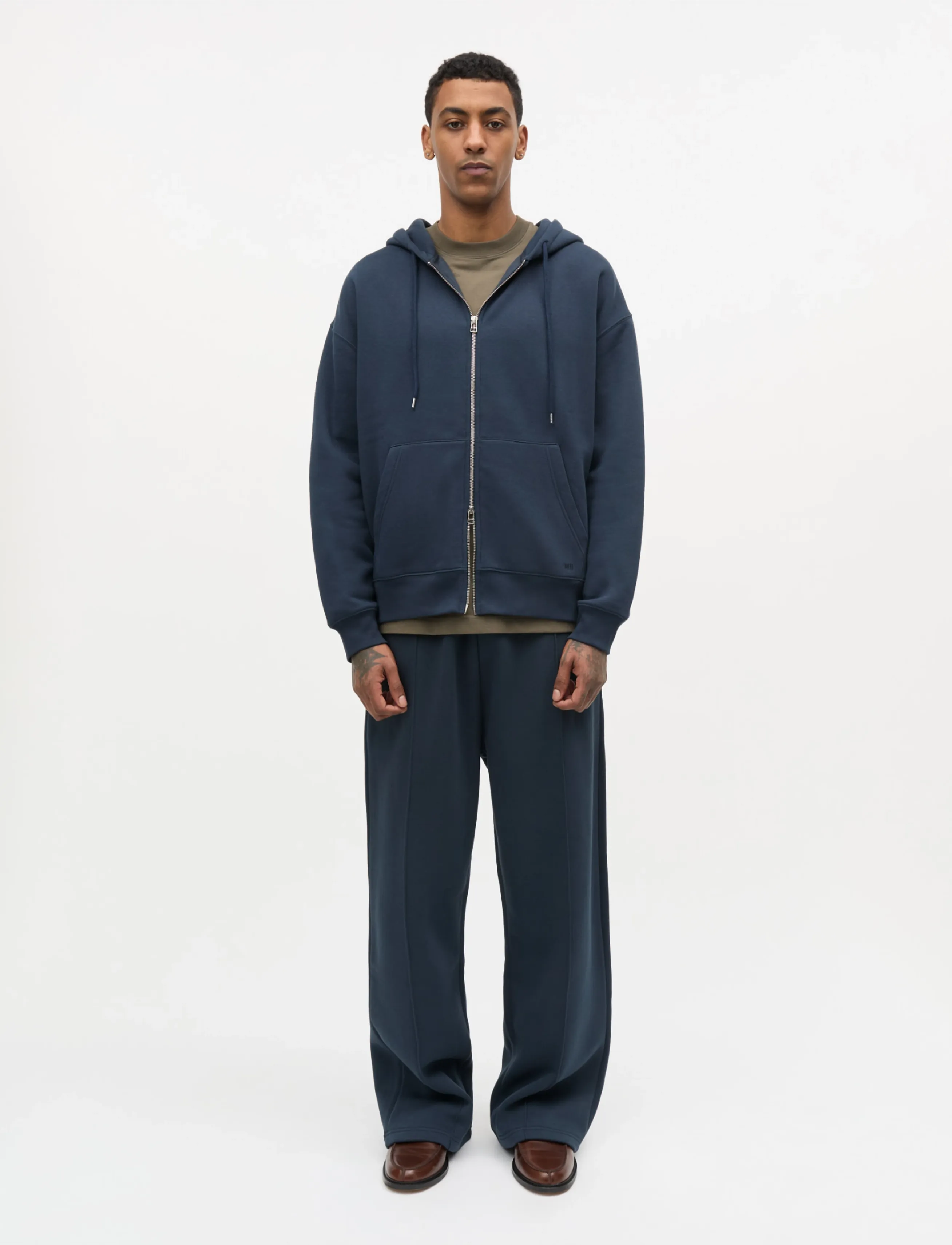 Mads Nørgaard Standard Luka Hoodie Zip Sweat - Sweatshirts & Hoodies - SKY CAPTAIN / navy