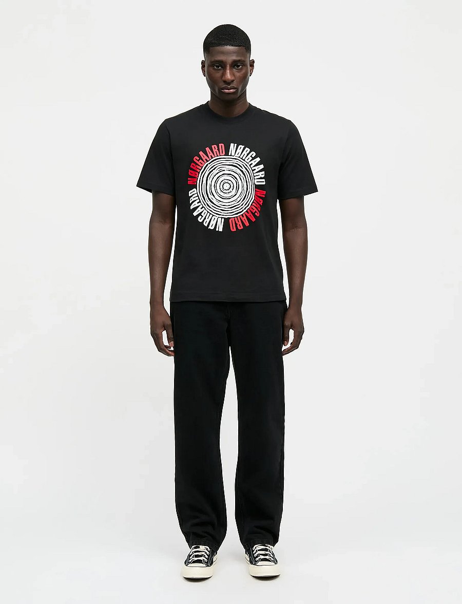 Mads Nørgaard - Cotton Jersey Spiral Frode Tee - kortærmede t-shirts - black - 0