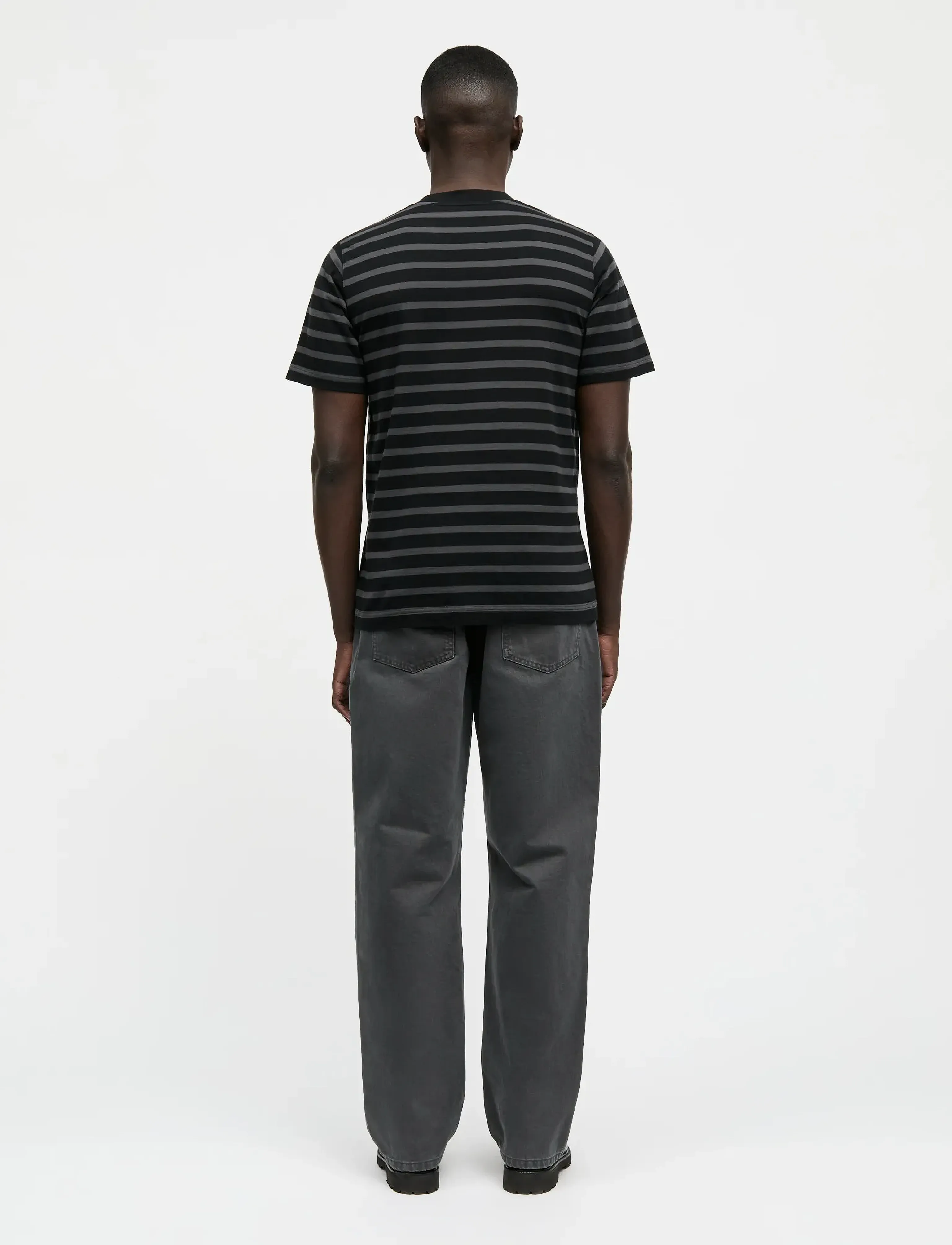Mads Nørgaard - Cotton Jersey Stripe Frode Tee - kortærmede t-shirts - asphalt/black - 2