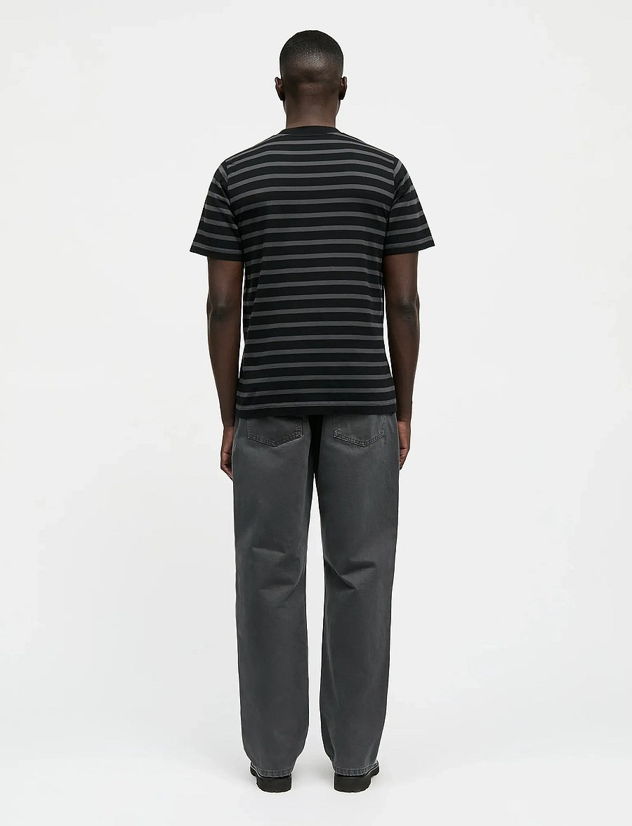 Mads Nørgaard - Cotton Jersey Stripe Frode Tee - kurzärmelige t-shirts - asphalt/black - 2