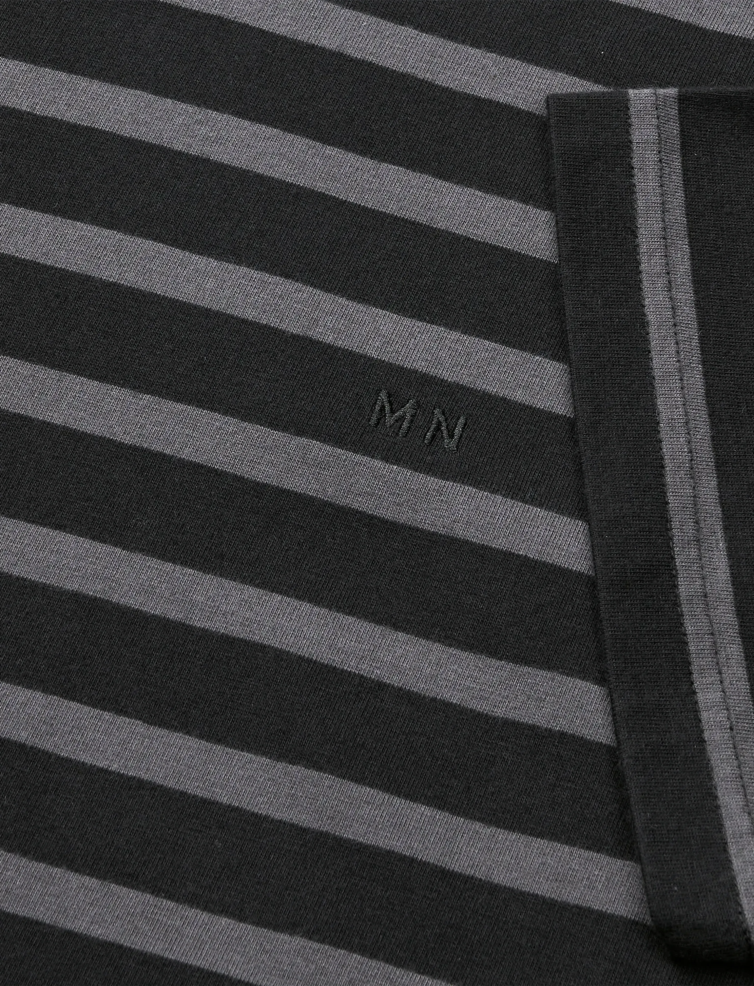Mads Nørgaard - Cotton Jersey Stripe Frode Tee - kortærmede t-shirts - asphalt/black - 3