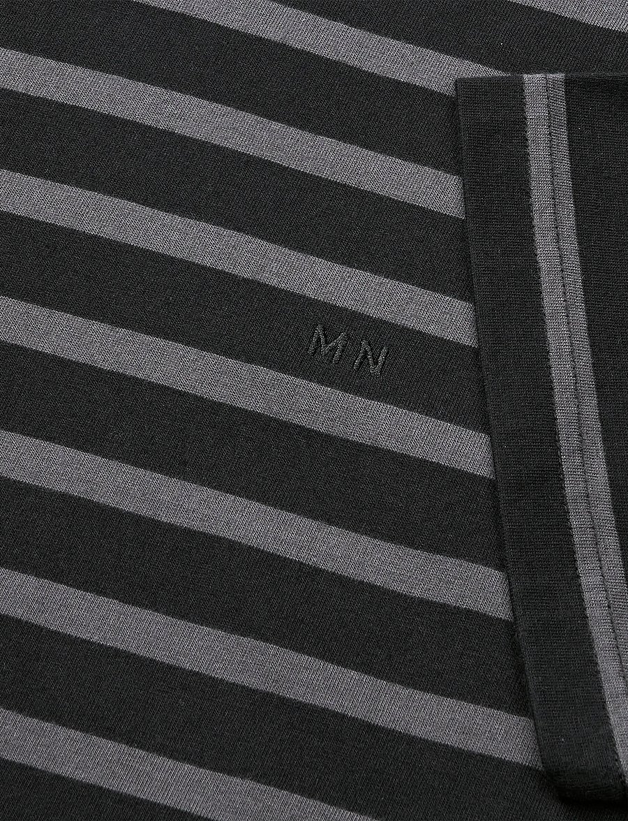 Mads Nørgaard - Cotton Jersey Stripe Frode Tee - kurzärmelige t-shirts - asphalt/black - 3
