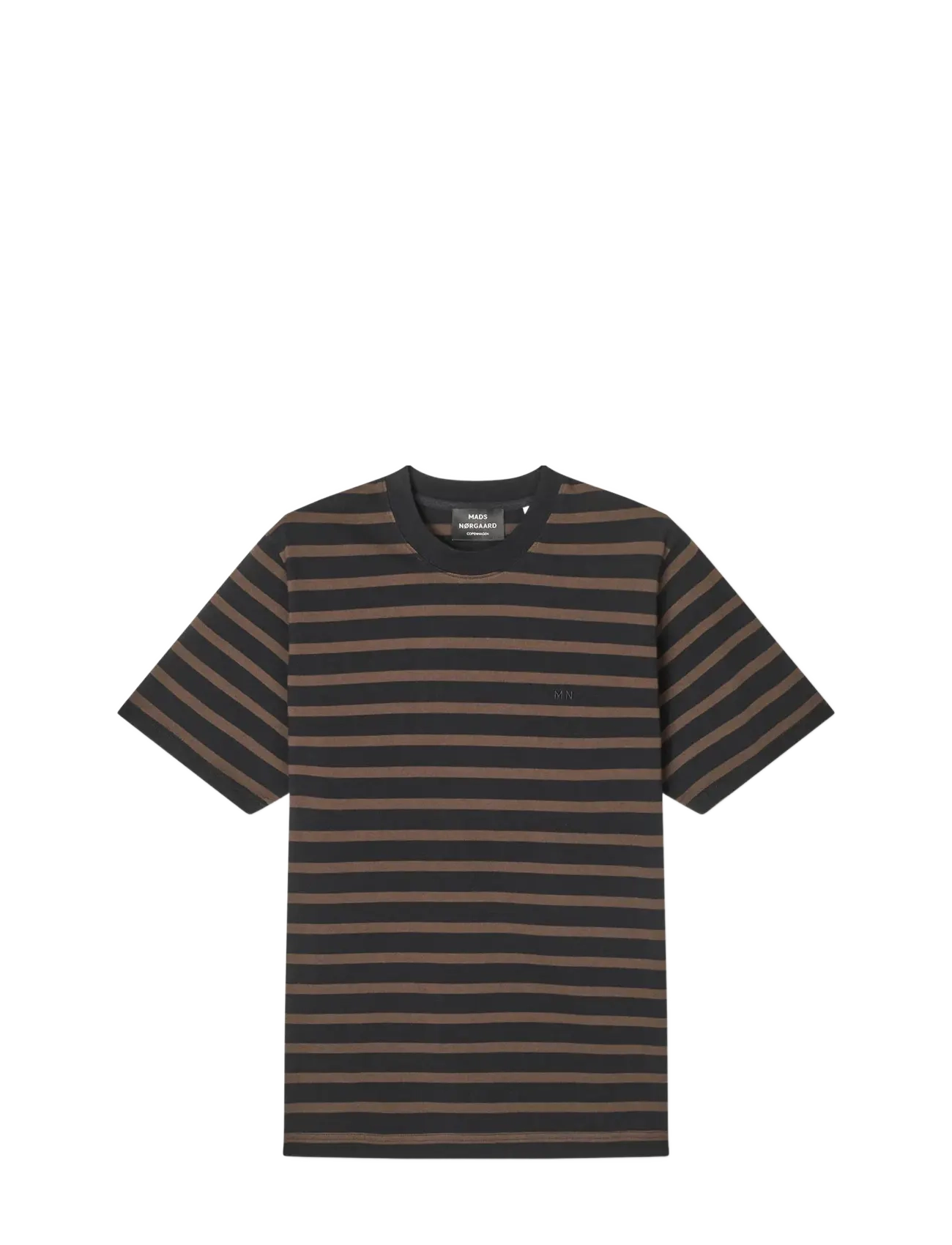 Mads Nørgaard Cotton Jersey Stripe Frode Tee - Tøj - BLACK/DEMITASSE / black