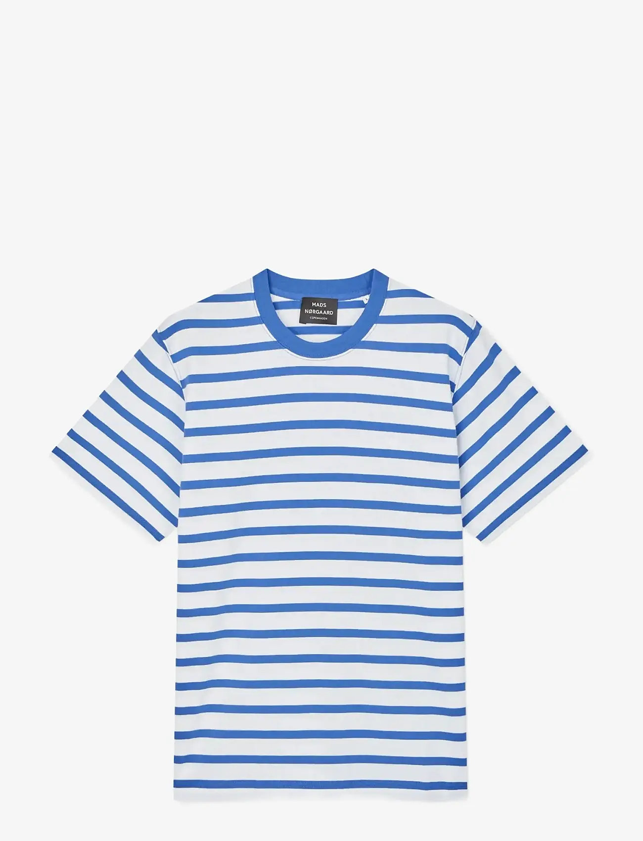 Mads Nørgaard - Cotton Jersey Stripe Frode Tee - short-sleeved t-shirts - bright cobalt/white - 1