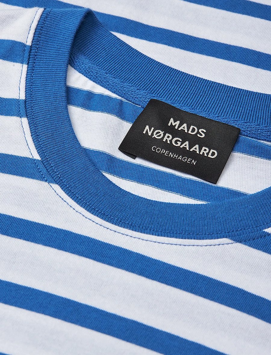 Mads Nørgaard - Cotton Jersey Stripe Frode Tee - kortærmede t-shirts - bright cobalt/white - 3