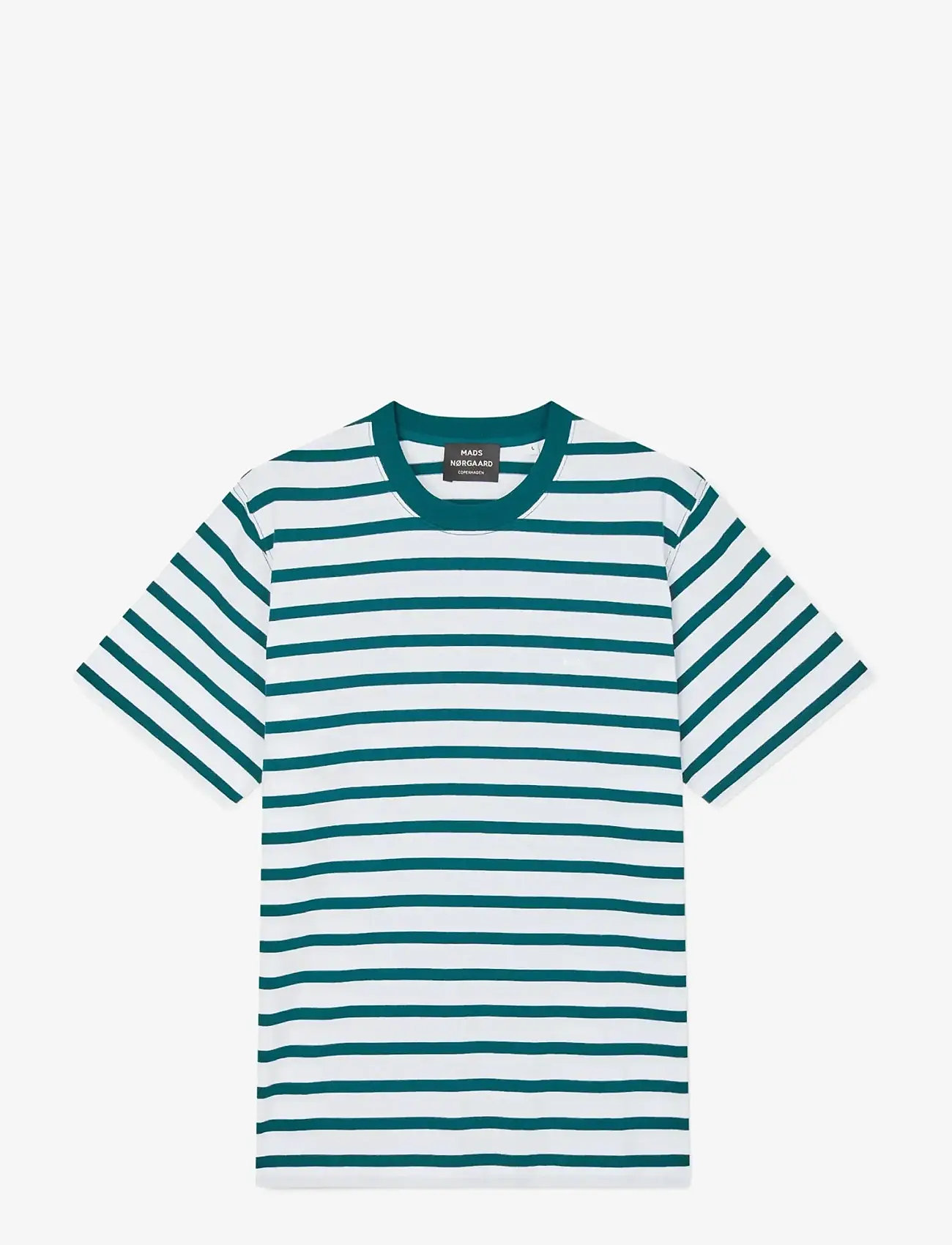 Mads Nørgaard - Cotton Jersey Stripe Frode Tee - kortærmede t-shirts - deep sea/white - 1