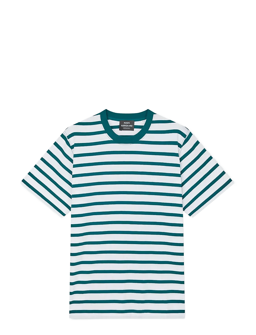 Mads Nørgaard - Cotton Jersey Stripe Frode Tee - kurzärmelige t-shirts - deep sea/white - 1