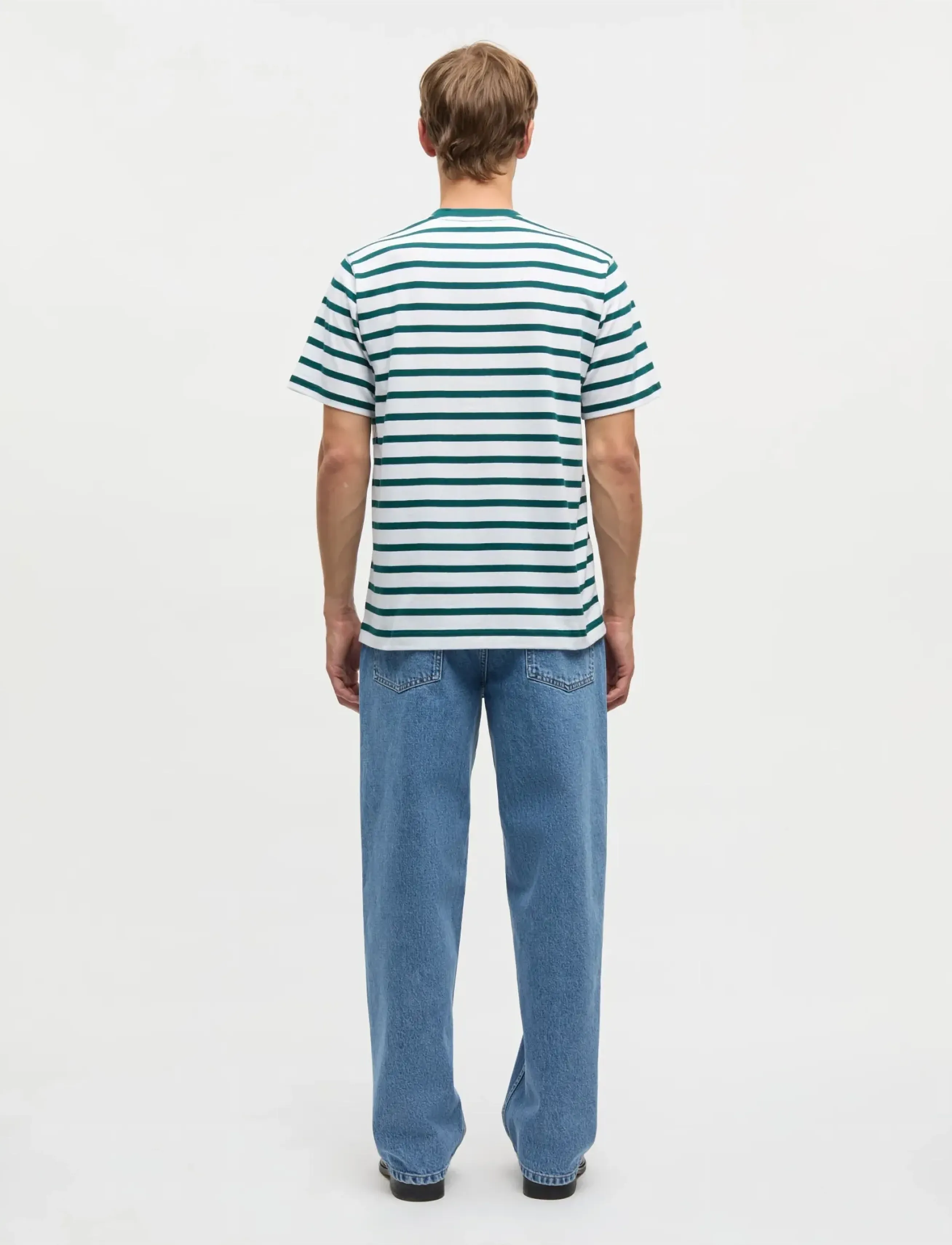 Mads Nørgaard - Cotton Jersey Stripe Frode Tee - lühikeste varrukatega t-särgid - deep sea/white - 2