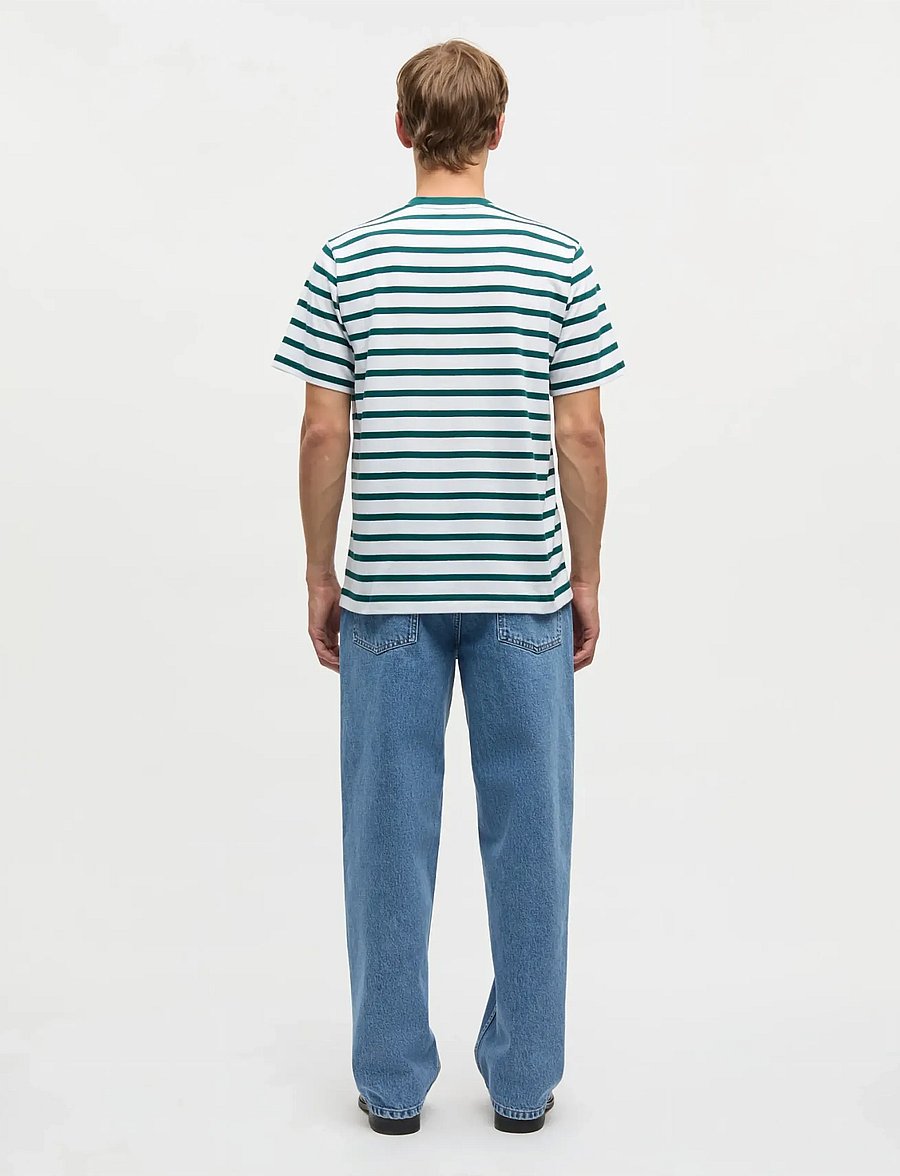 Mads Nørgaard - Cotton Jersey Stripe Frode Tee - kurzärmelige t-shirts - deep sea/white - 2