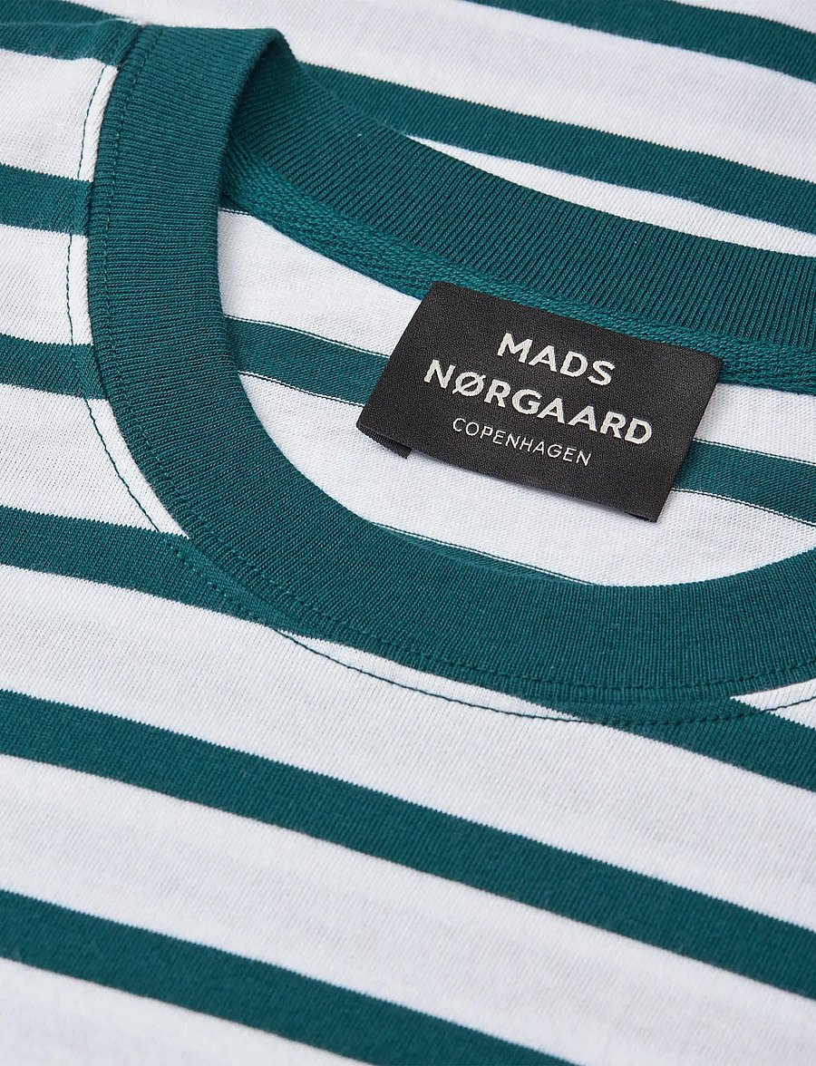 Mads Nørgaard - Cotton Jersey Stripe Frode Tee - kurzärmelige t-shirts - deep sea/white - 3