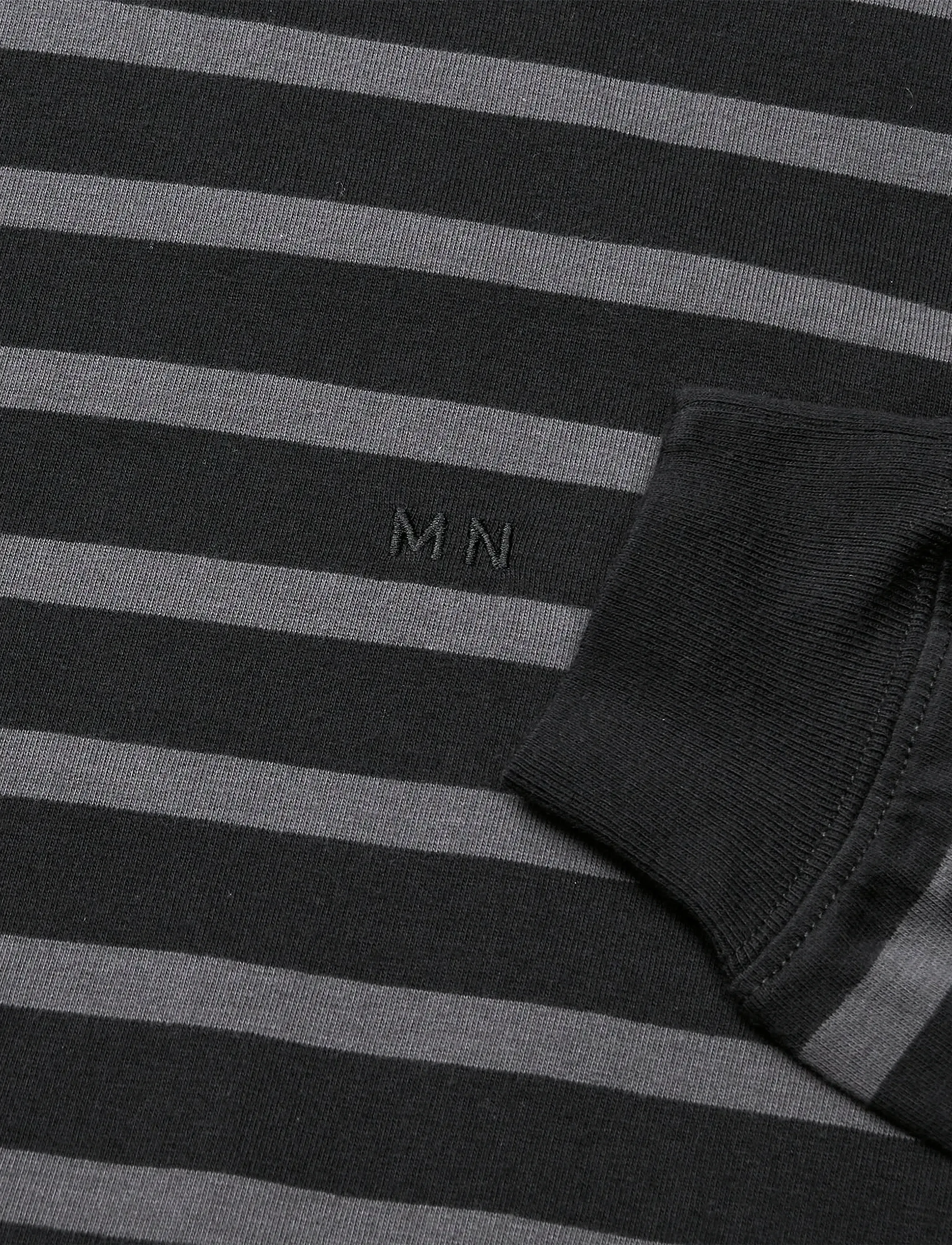 Mads Nørgaard - Cotton Jersey Stripe Frode Tee LS - asphalt/black - 1