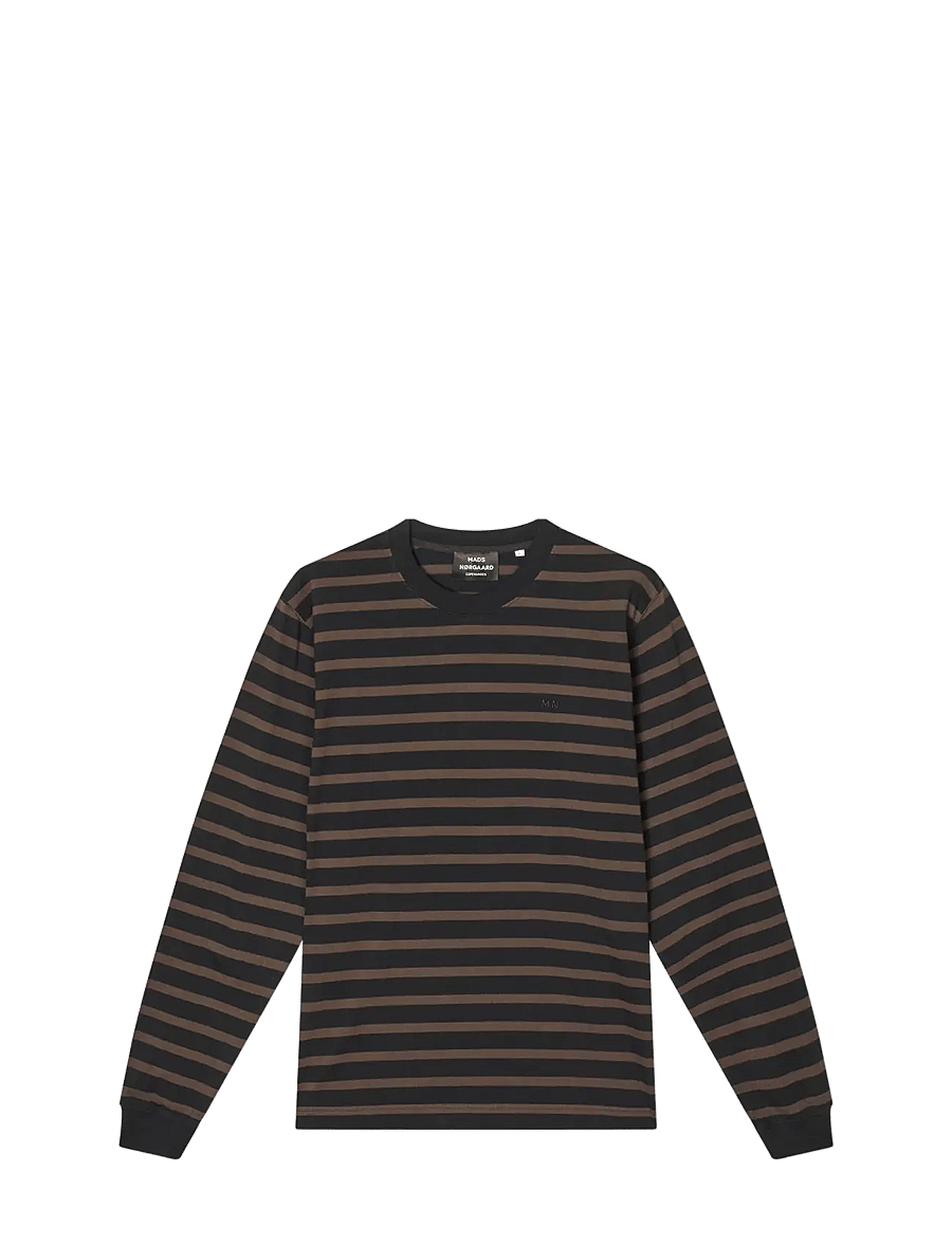Mads Nørgaard - Cotton Jersey Stripe Frode Tee LS - black/demitasse - 1