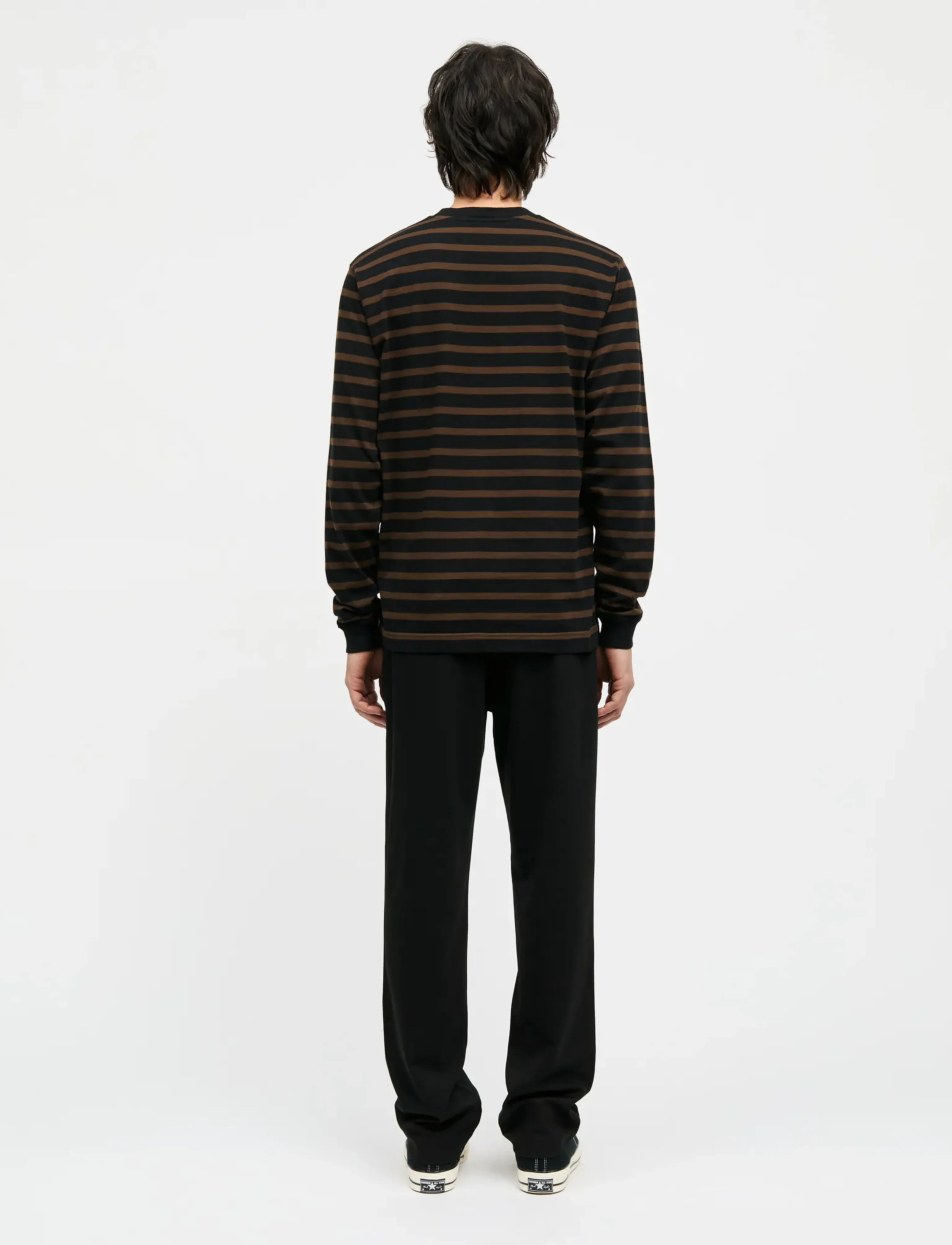 Mads Nørgaard - Cotton Jersey Stripe Frode Tee LS - black/demitasse - 2
