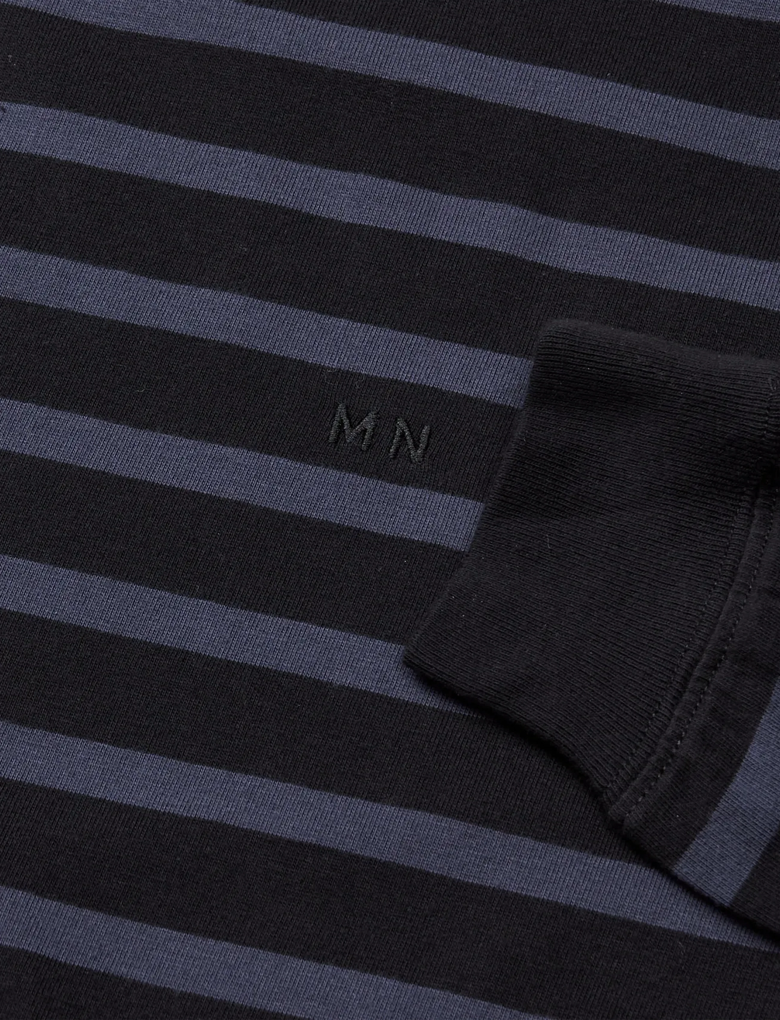 Mads Nørgaard - Cotton Jersey Stripe Frode Tee LS - parisian night/black - 1