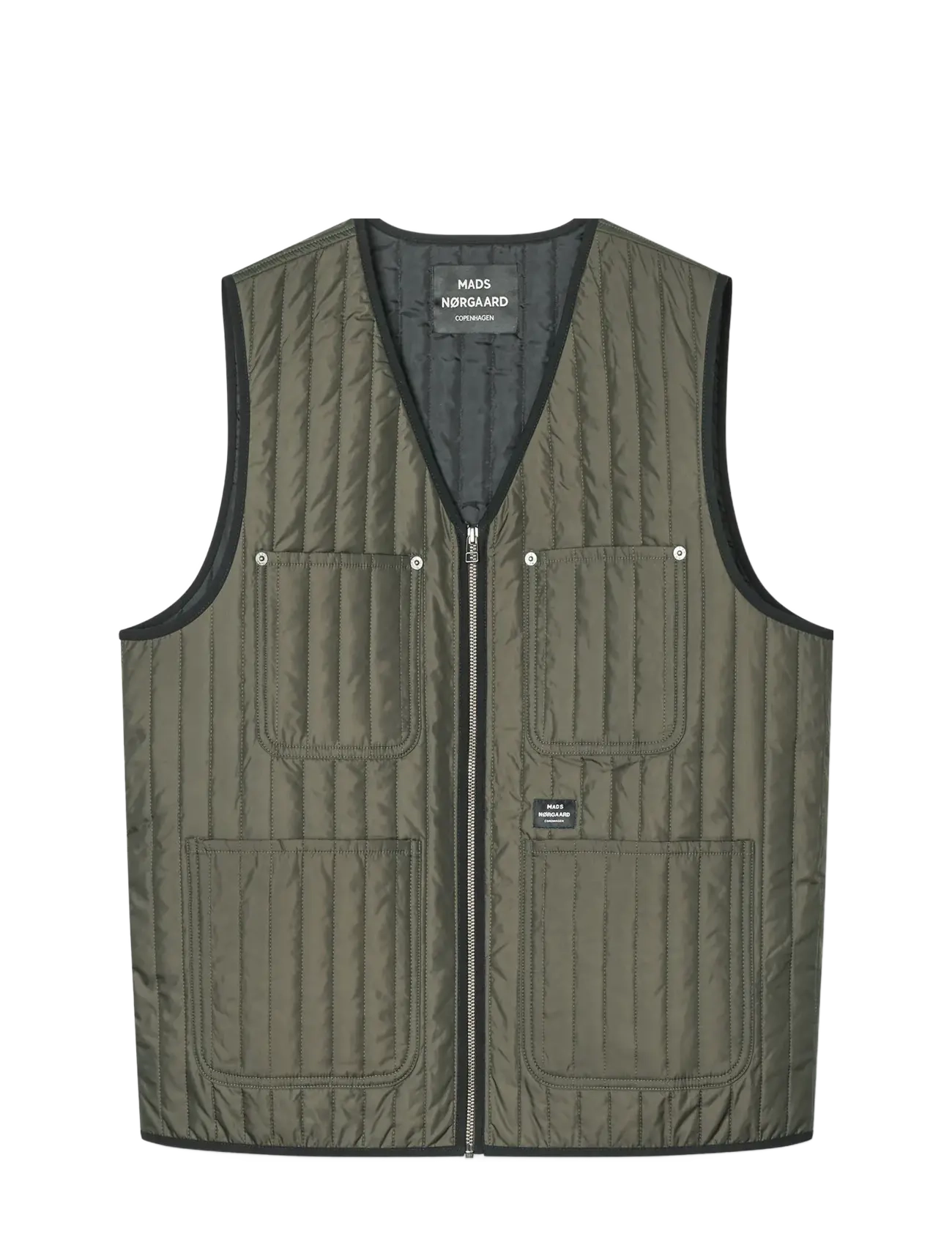 Mads Nørgaard Quilt Max Vest - Tøj - FOREST NIGHT / khaki/green