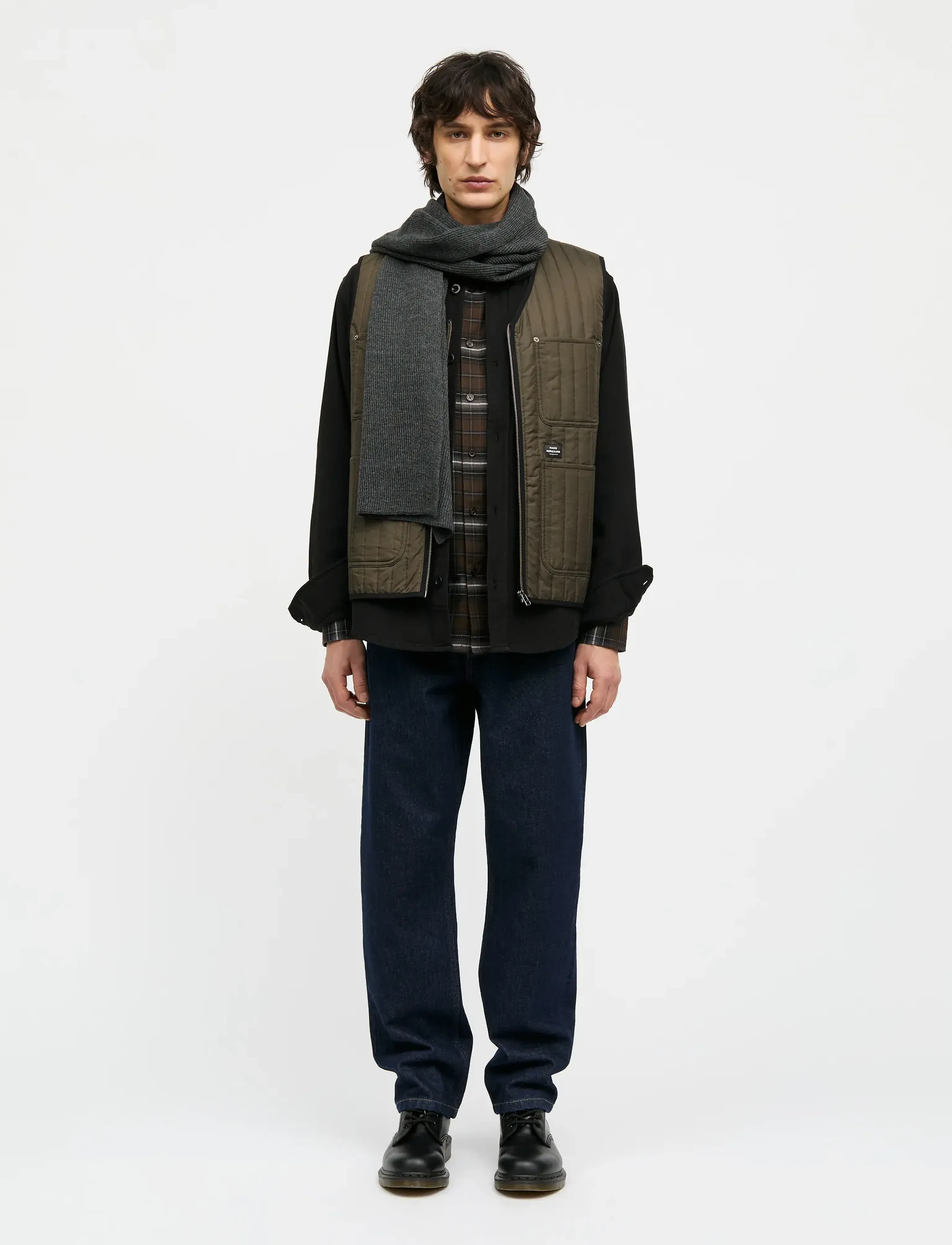 Mads Nørgaard Quilt Max Vest, Mænd, Quiltet Vest, Kakigrøn, Str: L
