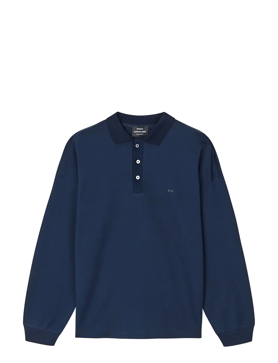 Mads Nørgaard - Light Terry Polo Sweat - pikkade varrukatega polod - sky captain - 0