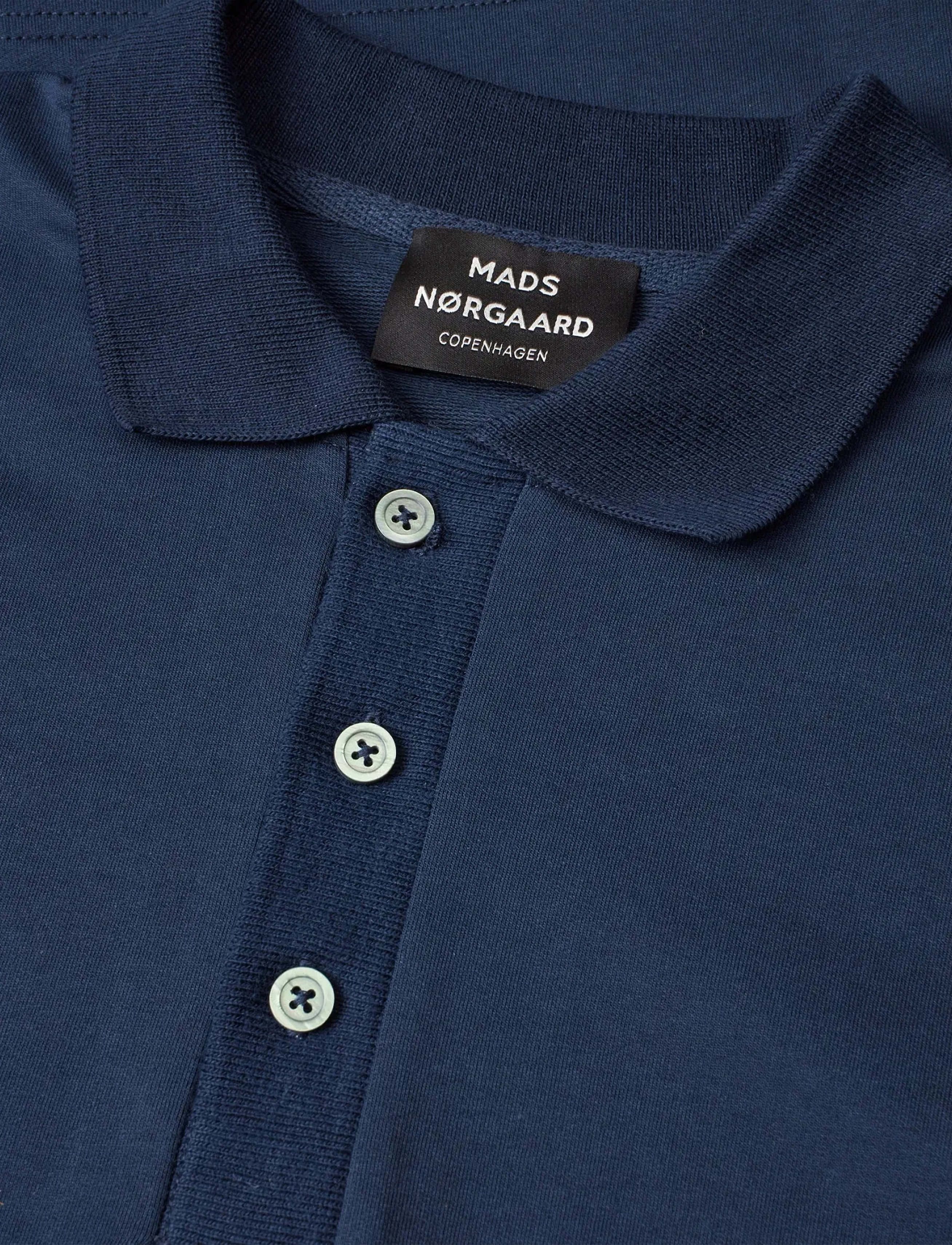 Mads Nørgaard - Light Terry Polo Sweat - långärmade pikéer - sky captain - 1