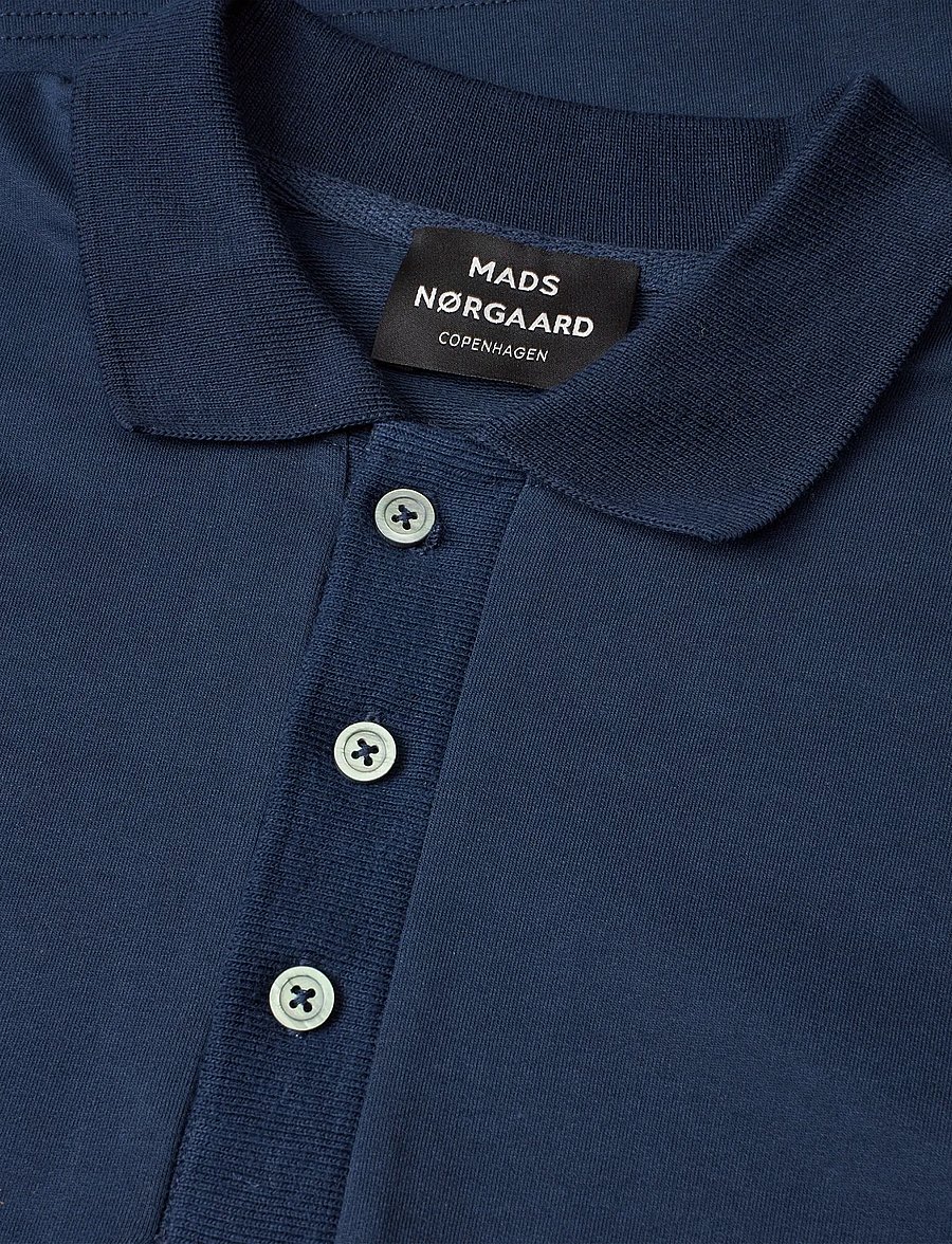 Mads Nørgaard - Light Terry Polo Sweat - pikkade varrukatega polod - sky captain - 1
