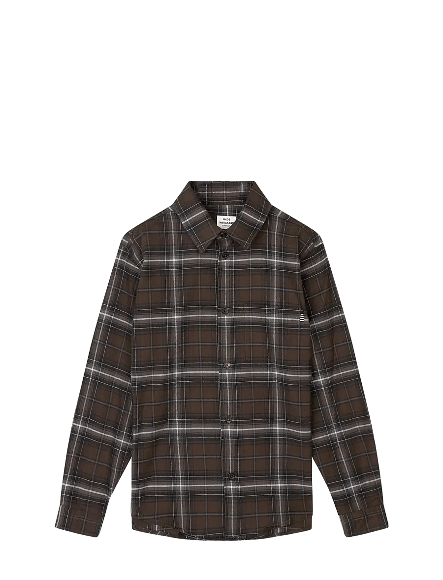 Mads Nørgaard - Cotton Flannel Svano Shirt - långärmade skjortor - demitasse check - 0
