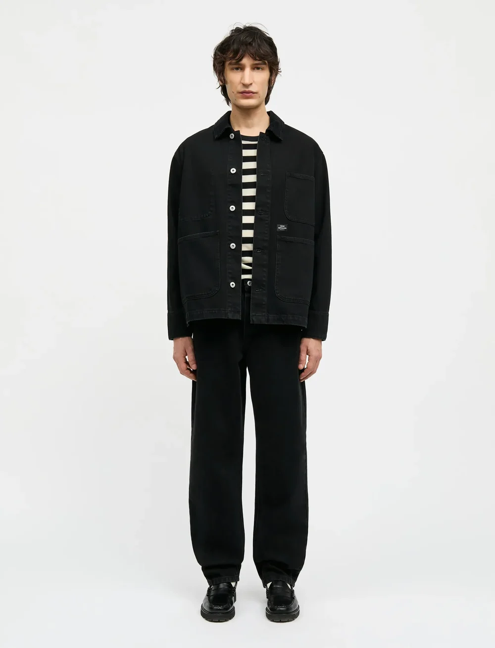 Mads Nørgaard - Arizona Black Black Chore Jacket - voodrita teksajakid - black rinse wash - 0