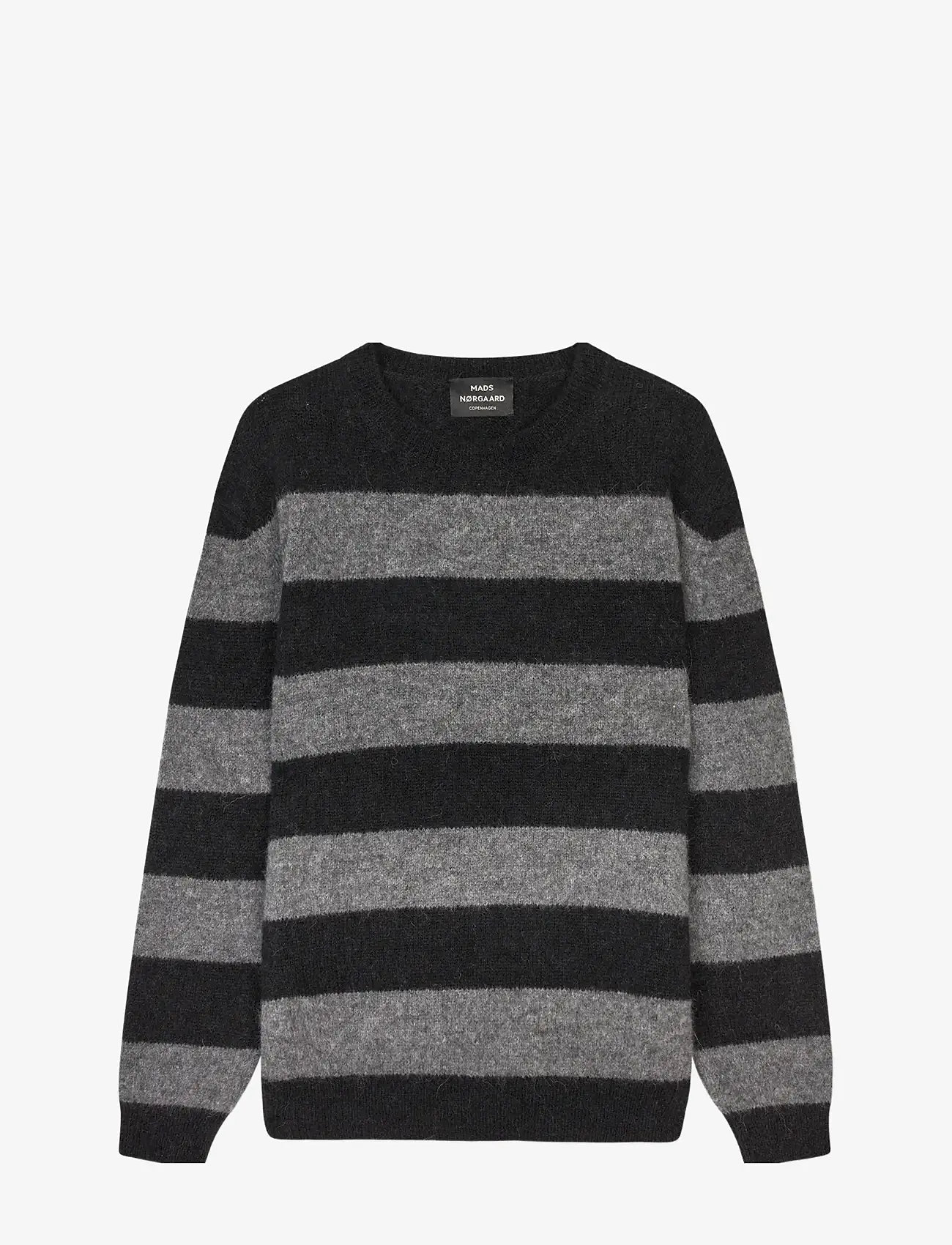 Mads Nørgaard - Alpaca Vilhelm Stripe Knit - rundhalsad - black/asphalt - 1