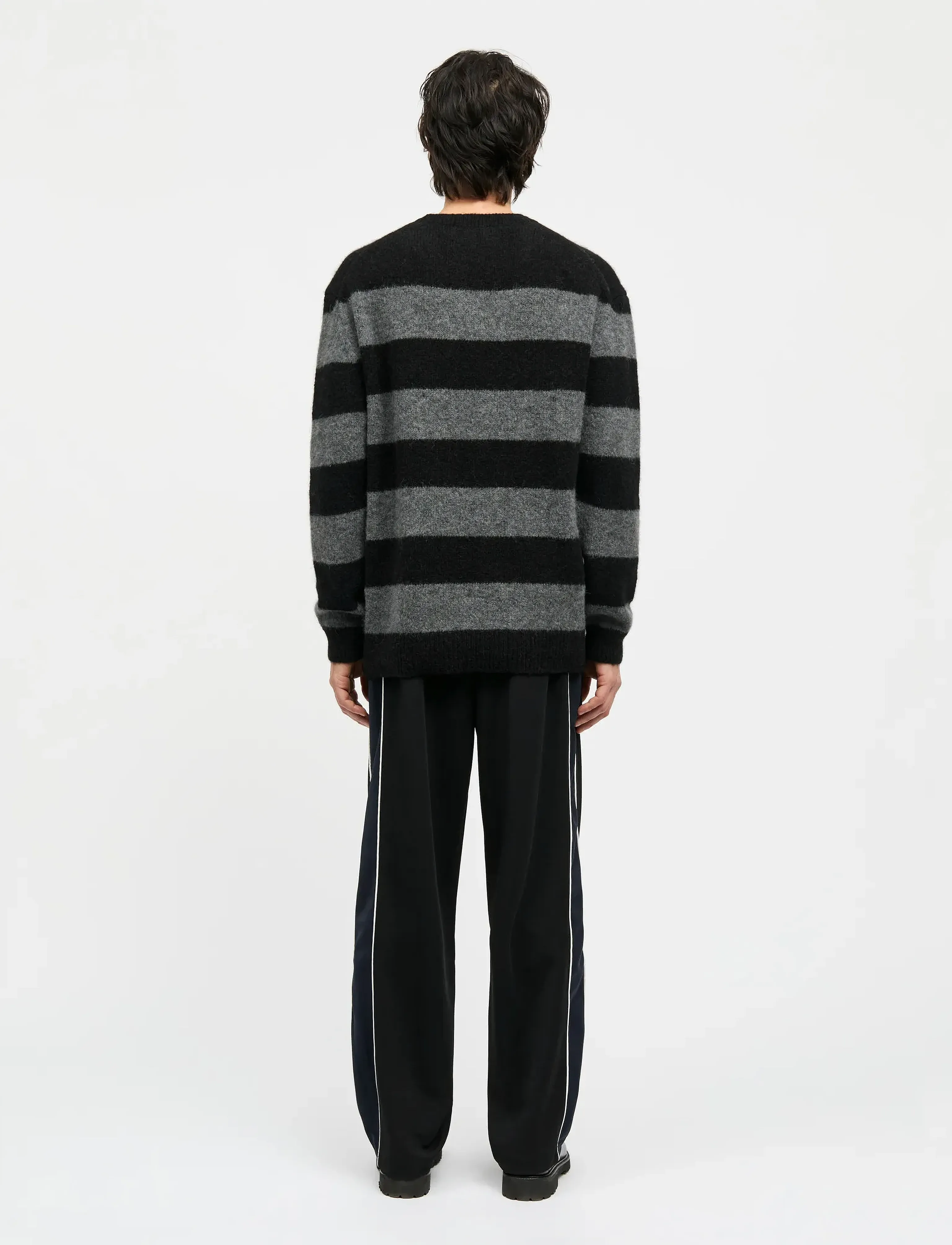 Mads Nørgaard - Alpaca Vilhelm Stripe Knit - adījumi ar apaļu kakla izgriezumu - black/asphalt - 2