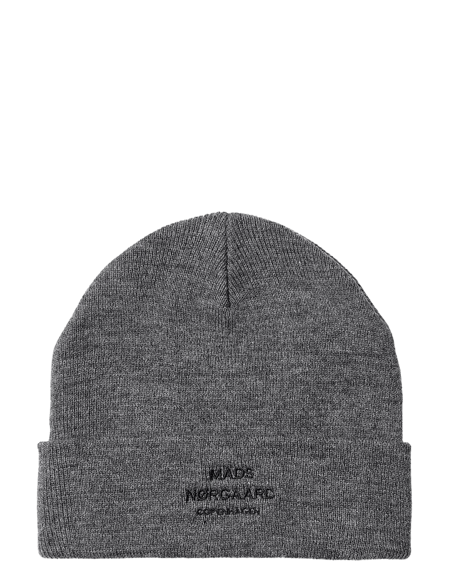Mads Nørgaard - Isak Ambas Logo Beanie - shop by occasion - charcoal melange match - 0