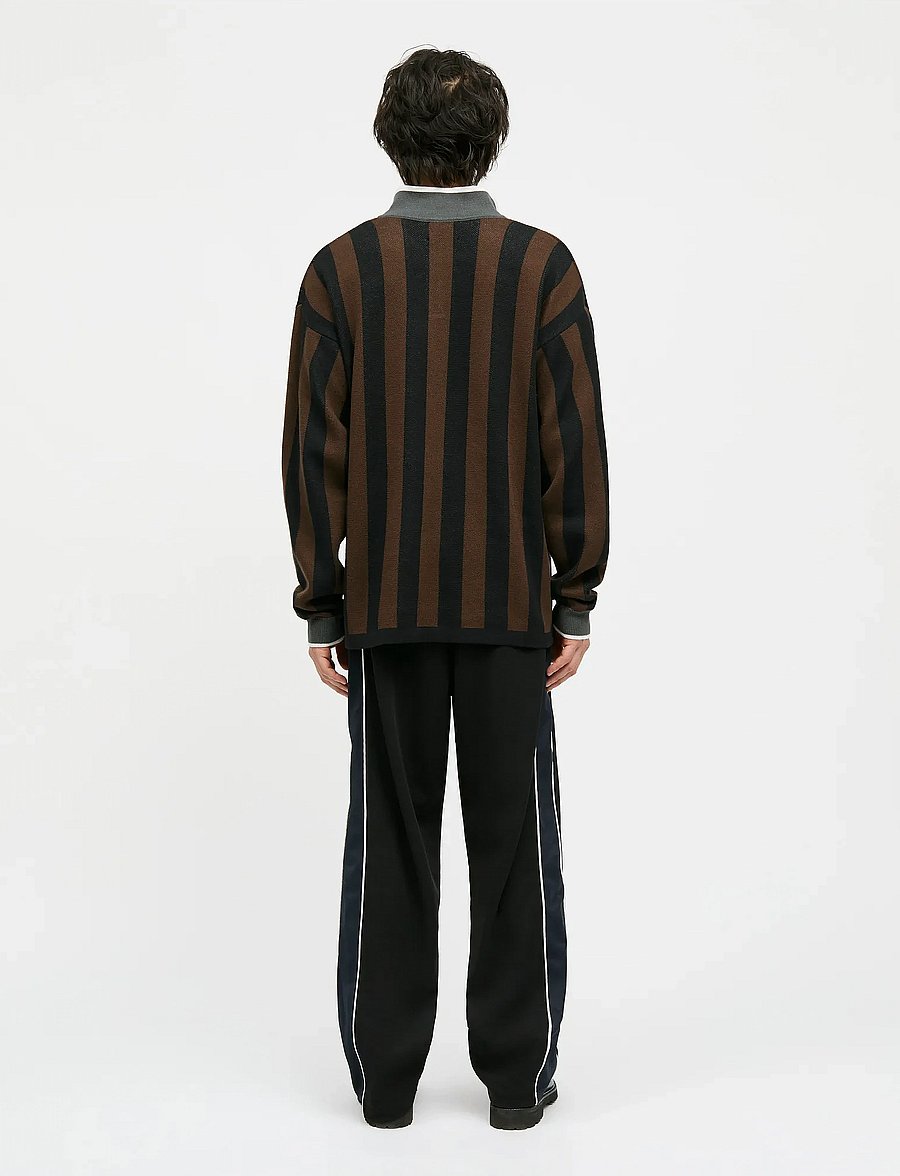 Mads Nørgaard - Fancy Liam Football Knit - poloer i strik med lange ærmer - black/demitasse - 2