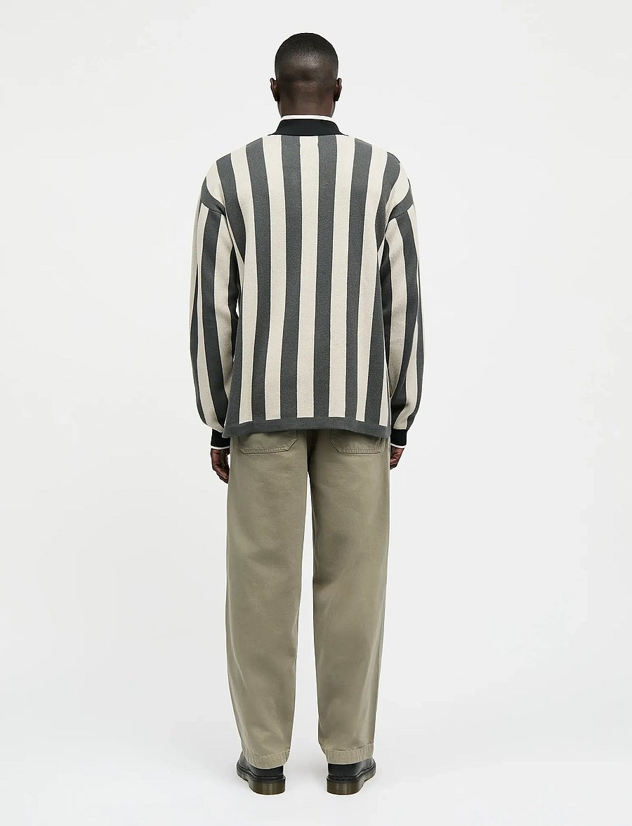 Mads Nørgaard - Fancy Liam Football Knit - pikkade varrukatega kootud polod - rainy day/asphalt - 2