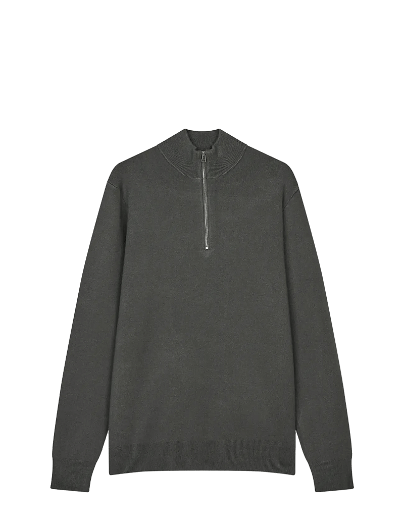 Mads Nørgaard - Urban Chase Half Zip Knit - halfzip strik - asphalt - 1
