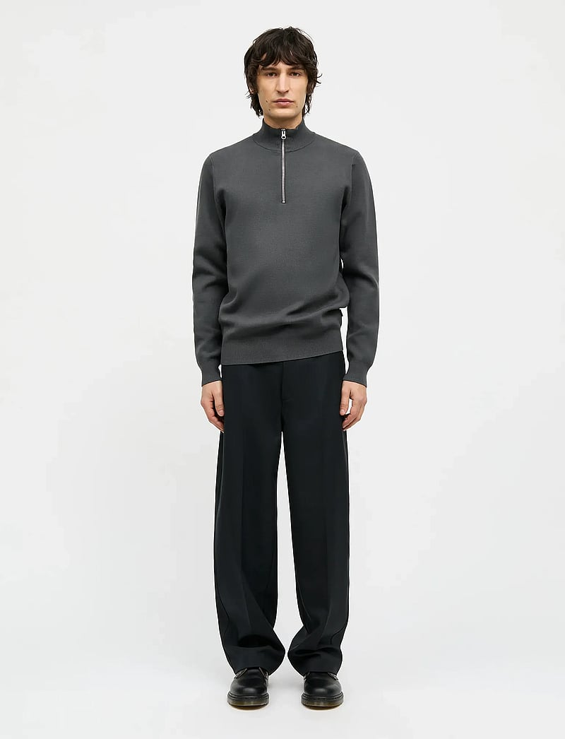 Mads Nørgaard - Urban Chase Half Zip Knit - halfzip strik - asphalt - 0