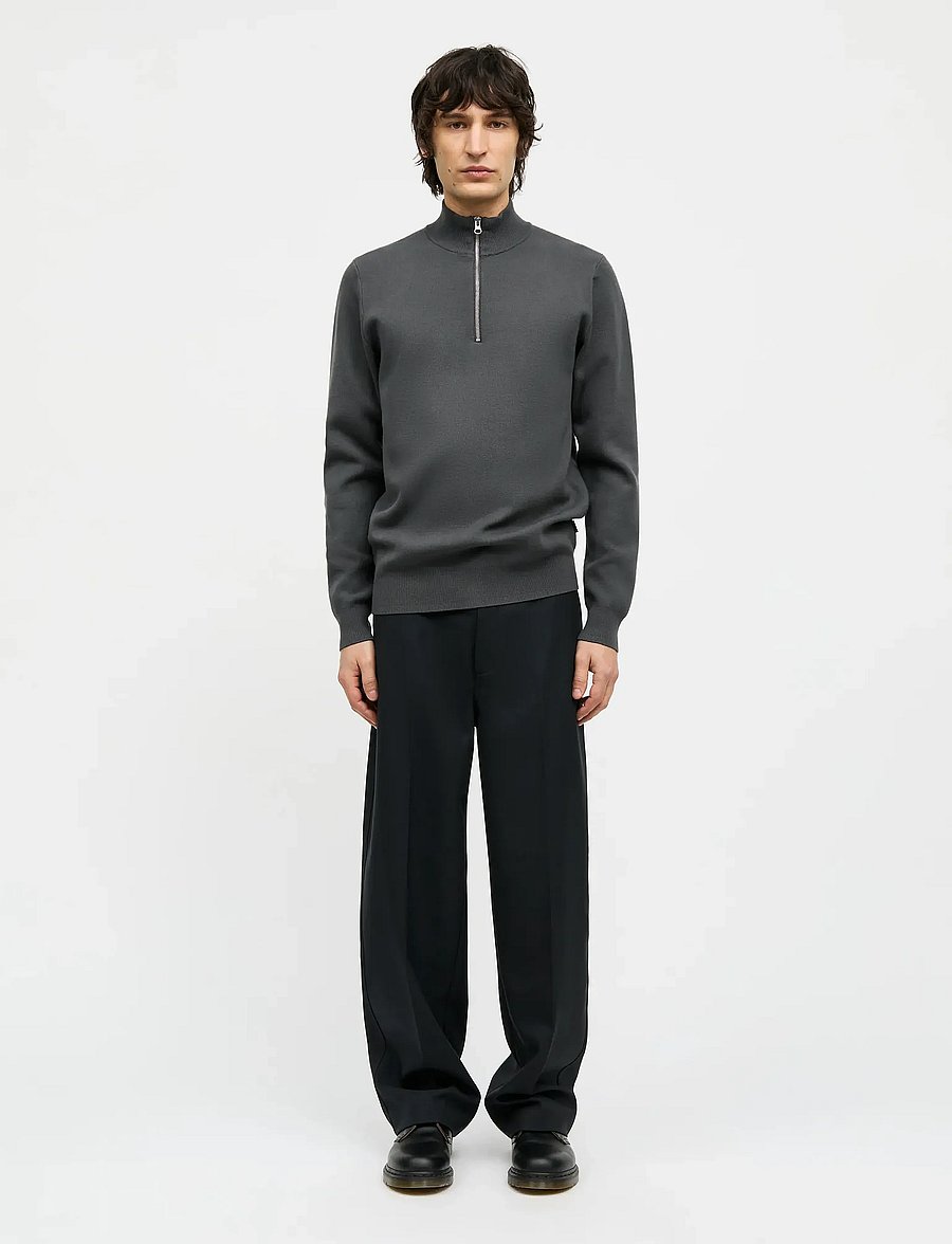 Mads Nørgaard - Urban Chase Half Zip Knit - pullover mit halbem reißverschluss - asphalt - 0