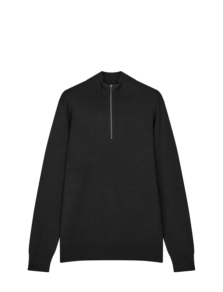 Mads Nørgaard - Urban Chase Half Zip Knit - halfzip strik - black - 0