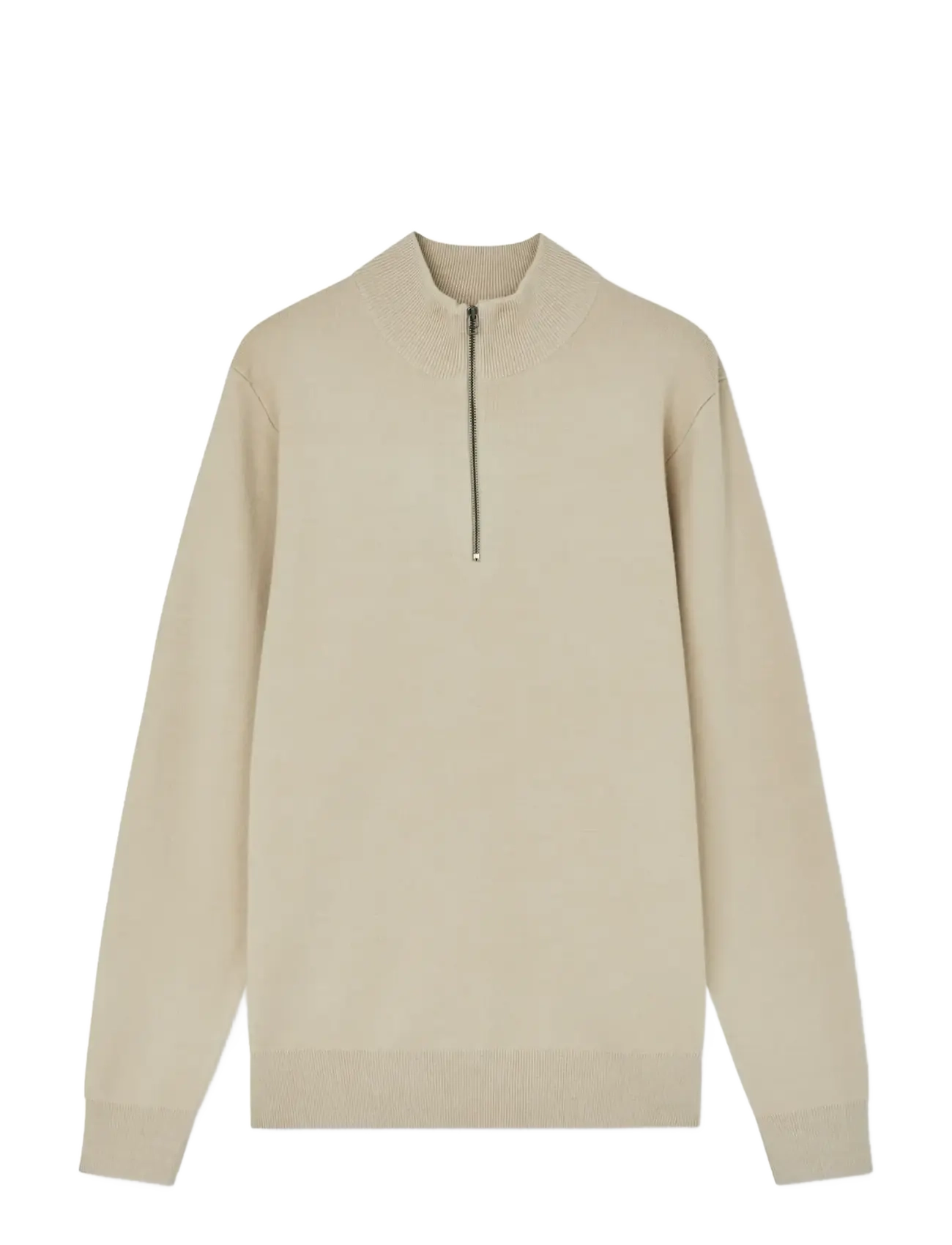 Mads Nørgaard Urban Chase Half Zip Knit - Knitwear - CASTLE WALL / beige