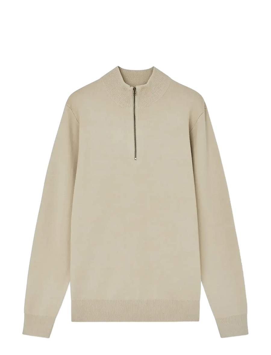 Mads Nørgaard - Urban Chase Half Zip Knit - half zip jumpers - castle wall - 0