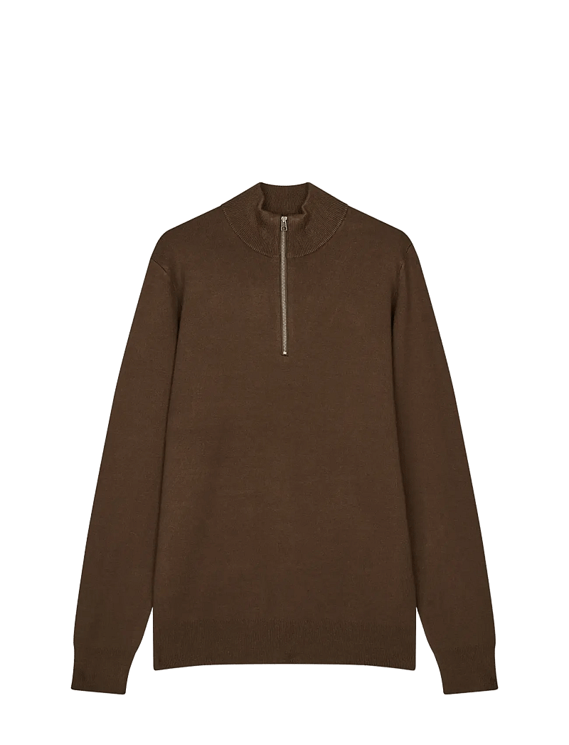 Mads Nørgaard - Urban Chase Half Zip Knit - half zip jumpers - demitasse - 1