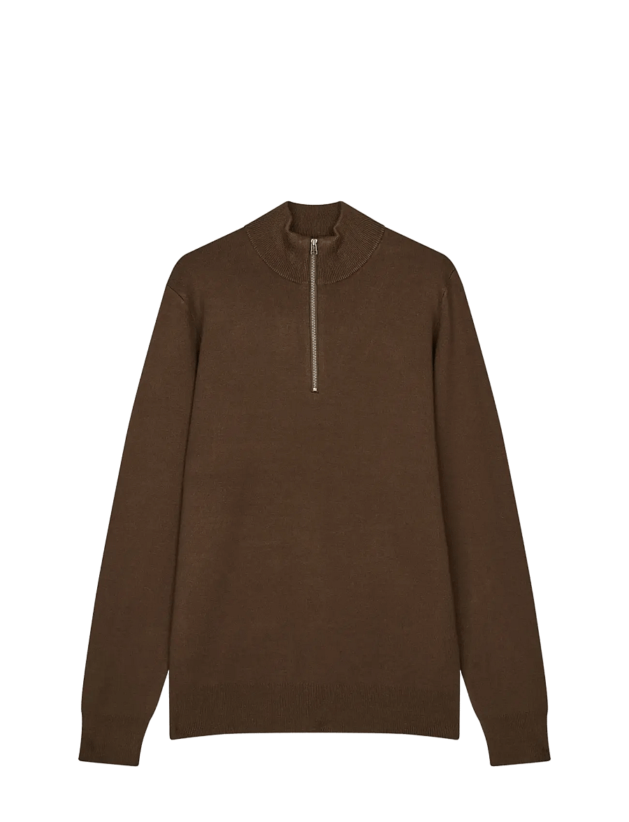Mads Nørgaard - Urban Chase Half Zip Knit - half zip-tröjor - demitasse - 1