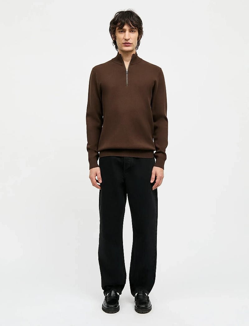 Mads Nørgaard - Urban Chase Half Zip Knit - half zip jumpers - demitasse - 0